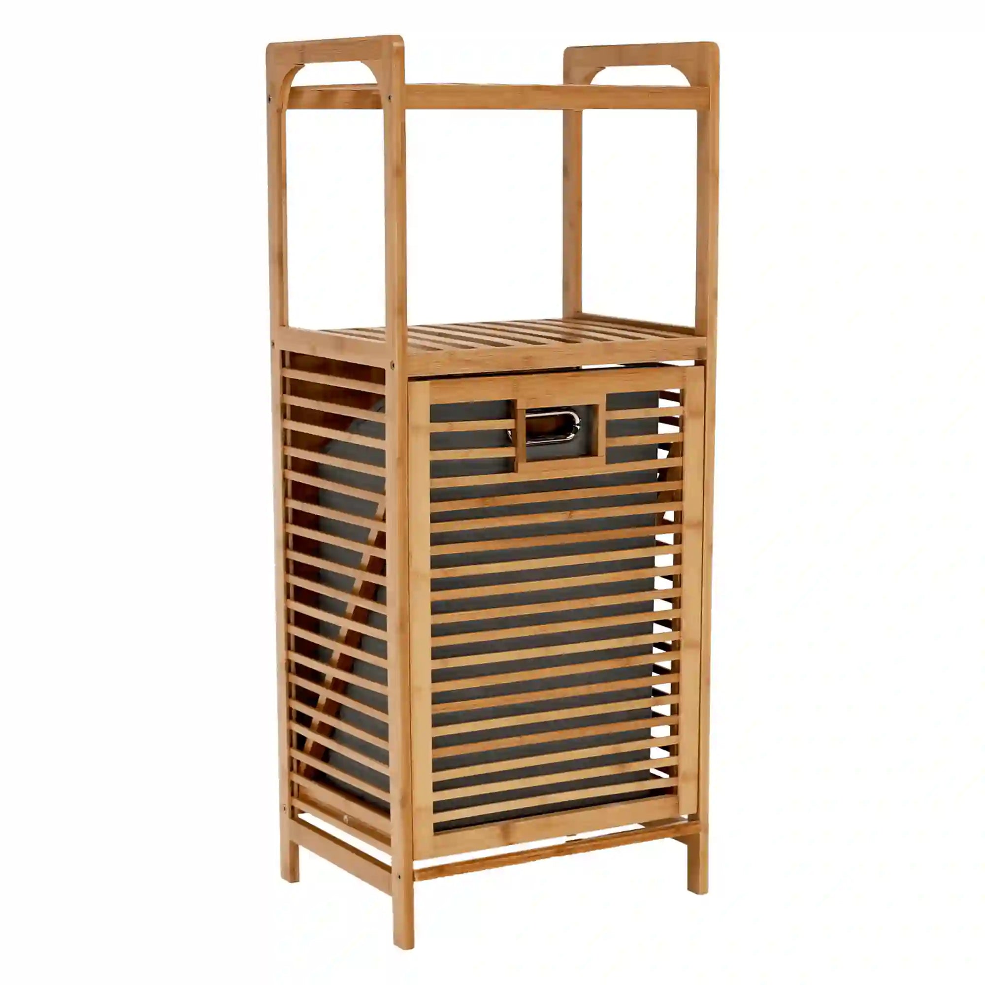 Cos de rufe KERI NEW, stejar auriu, bambus/material textil, 40x30x95 cm