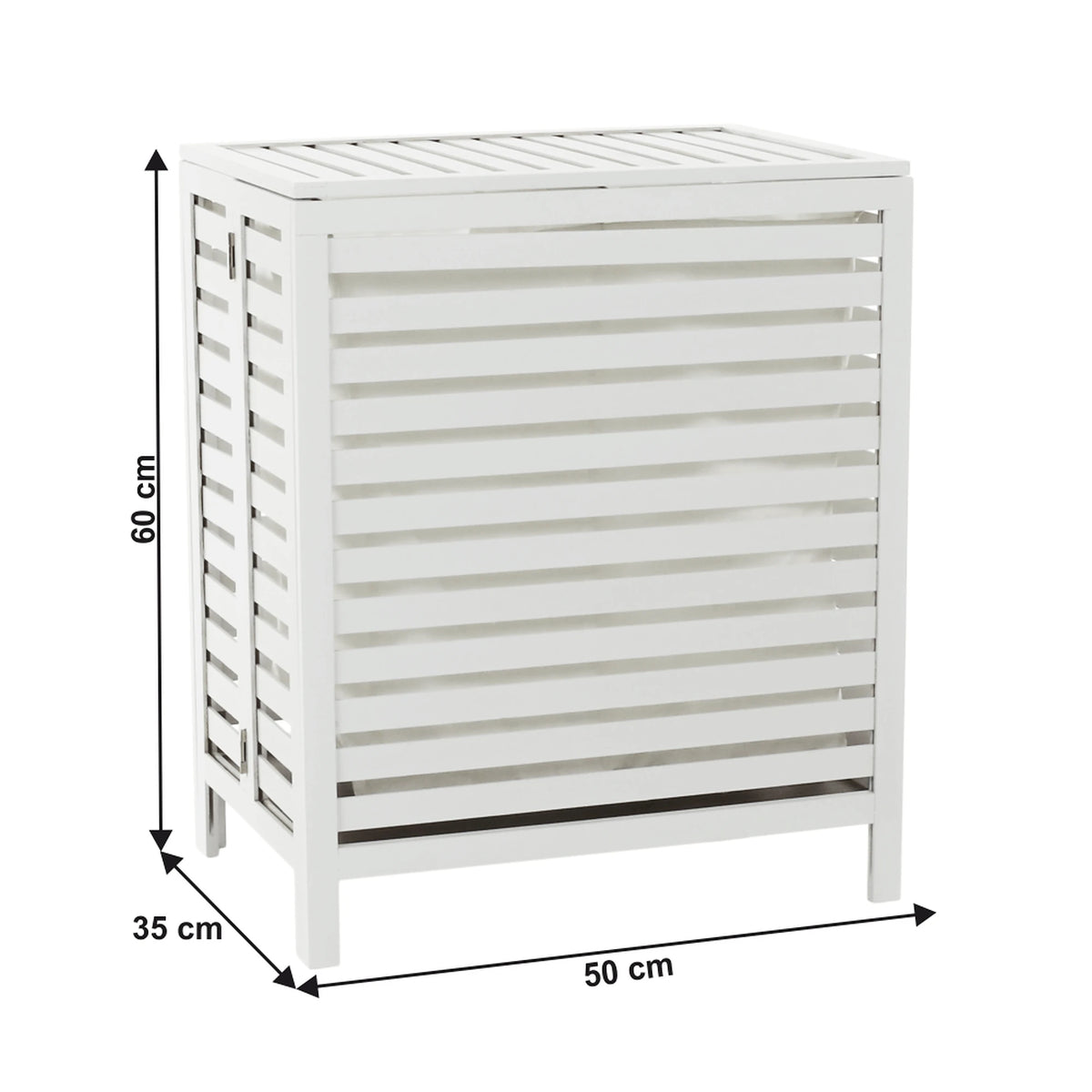 Cos de rufe MENORK, alb, bambus/material textil, 50x35x60 cm