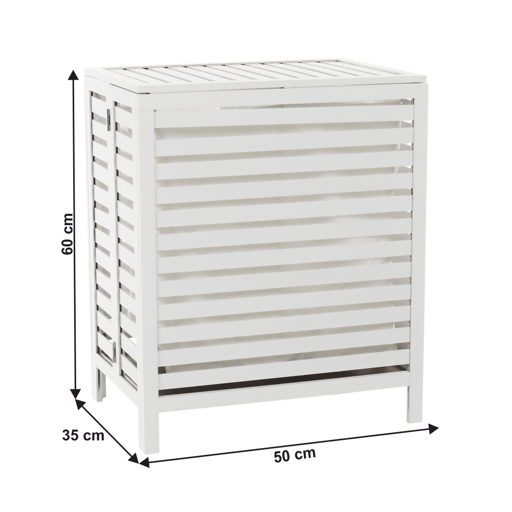 Cos de rufe MENORK, alb, bambus/material textil, 50x35x60 cm