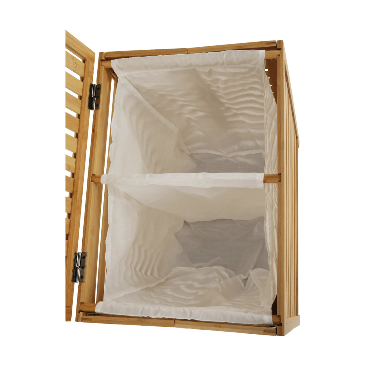 Cos de rufe MENORK, stejar, bambus/material textil, 50x35x60 cm