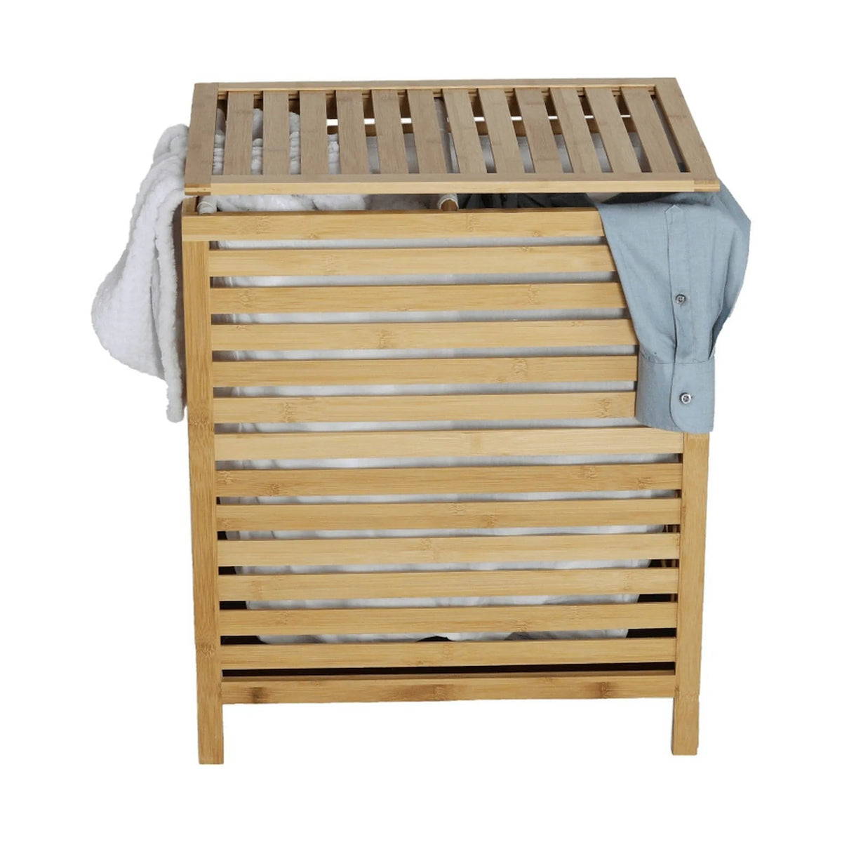 Cos de rufe MENORK, stejar, bambus/material textil, 50x35x60 cm