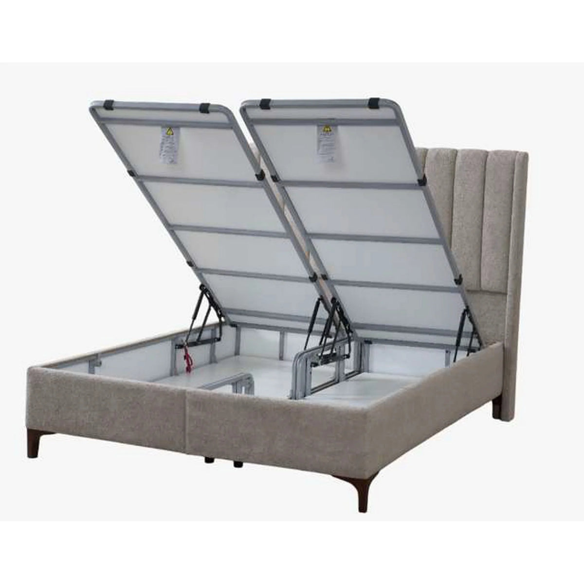 Pat COTTON 160x200, stofa plusata grej - Erato 24, cu somiera si spatiu depozitare