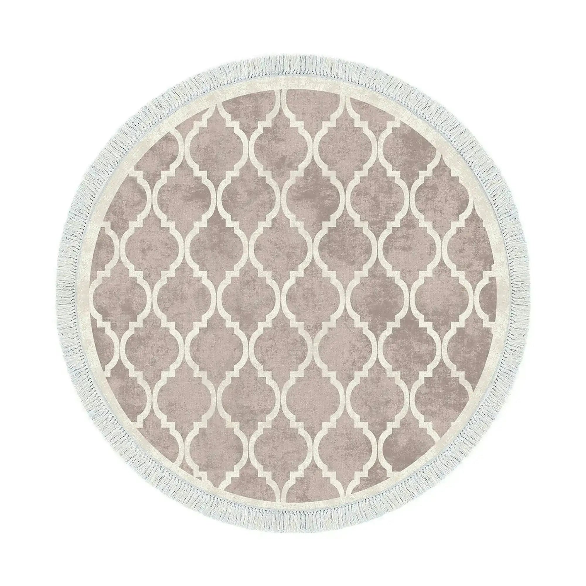 Covor, 100x100 cm, forma rotunda, poliester, crem/maro, ALN400601KR17