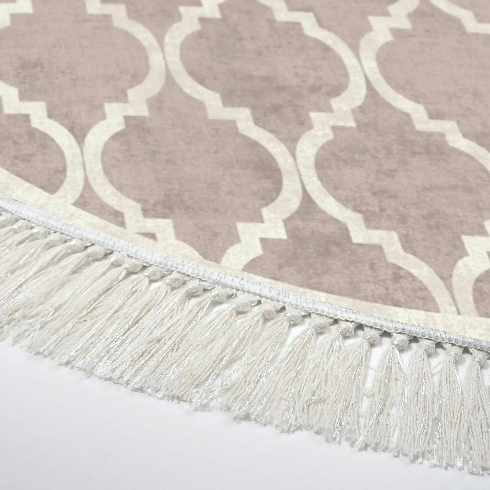 Covor, 100x100 cm, forma rotunda, poliester, crem/maro, ALN400601KR17