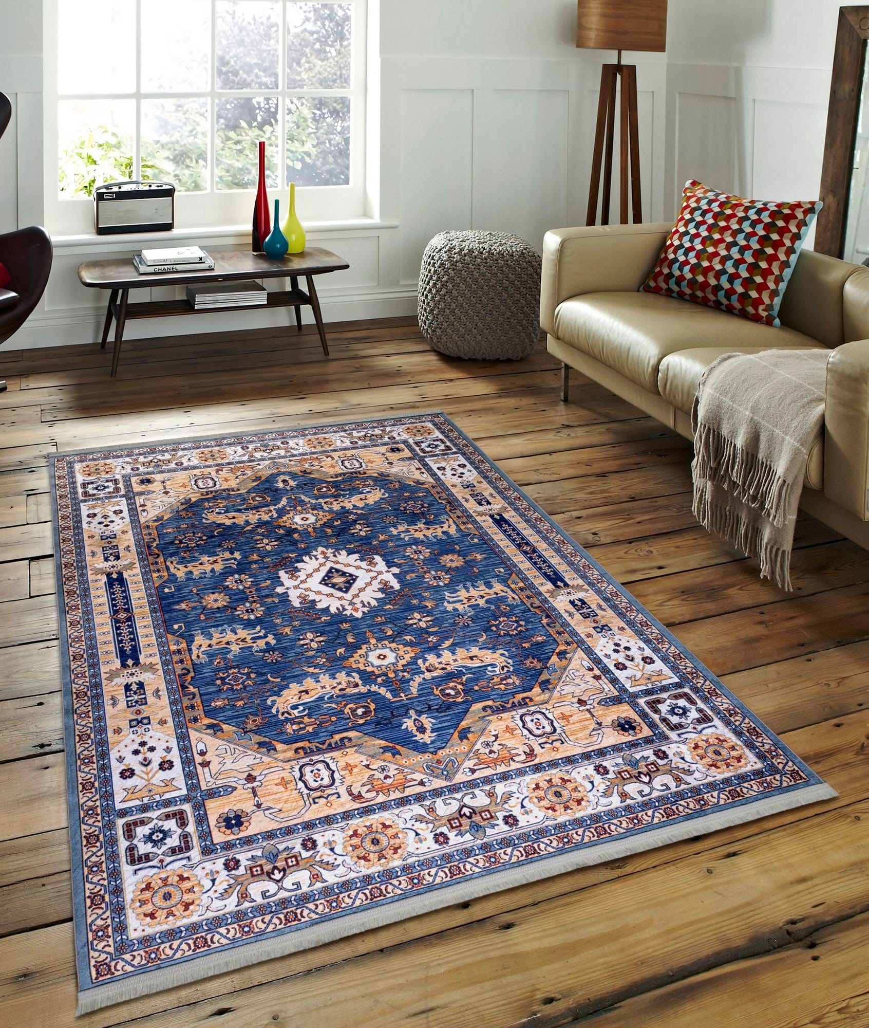 Covor 1012, 80x150 cm, forma dreptunghiulara, tesatura catifelata, multicolor