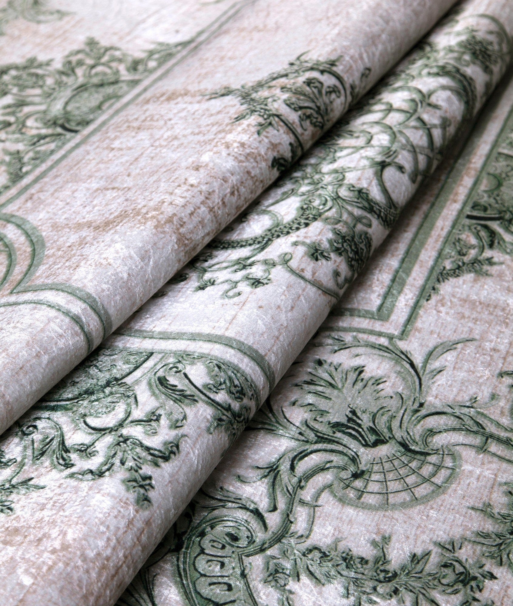 Covor 1037, 80x150 cm, forma dreptunghiulara, tesatura catifelata, maro/verde