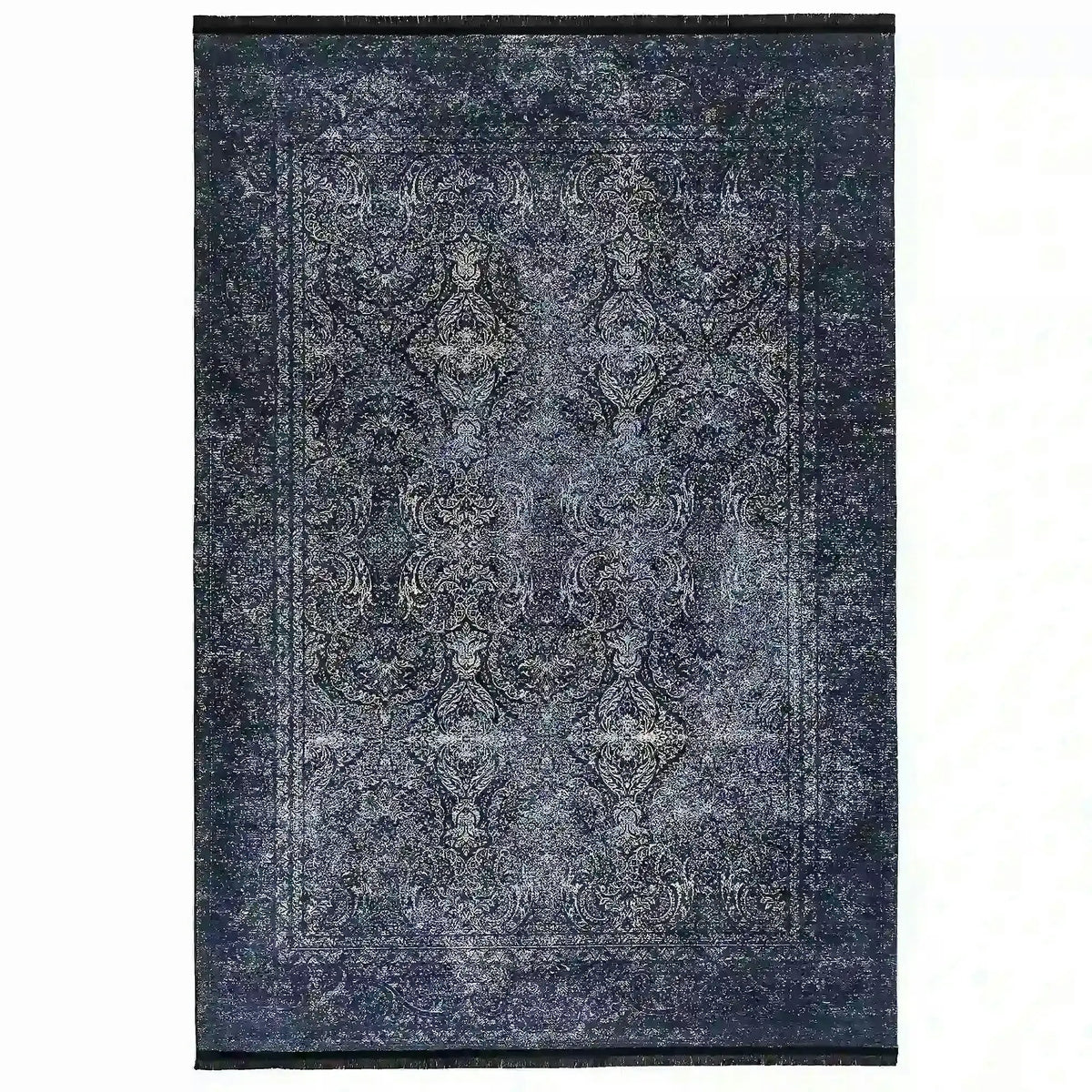 Covor 1058, 80x150 cm, forma dreptunghiulara, tesatura catifelata, albstru inchis
