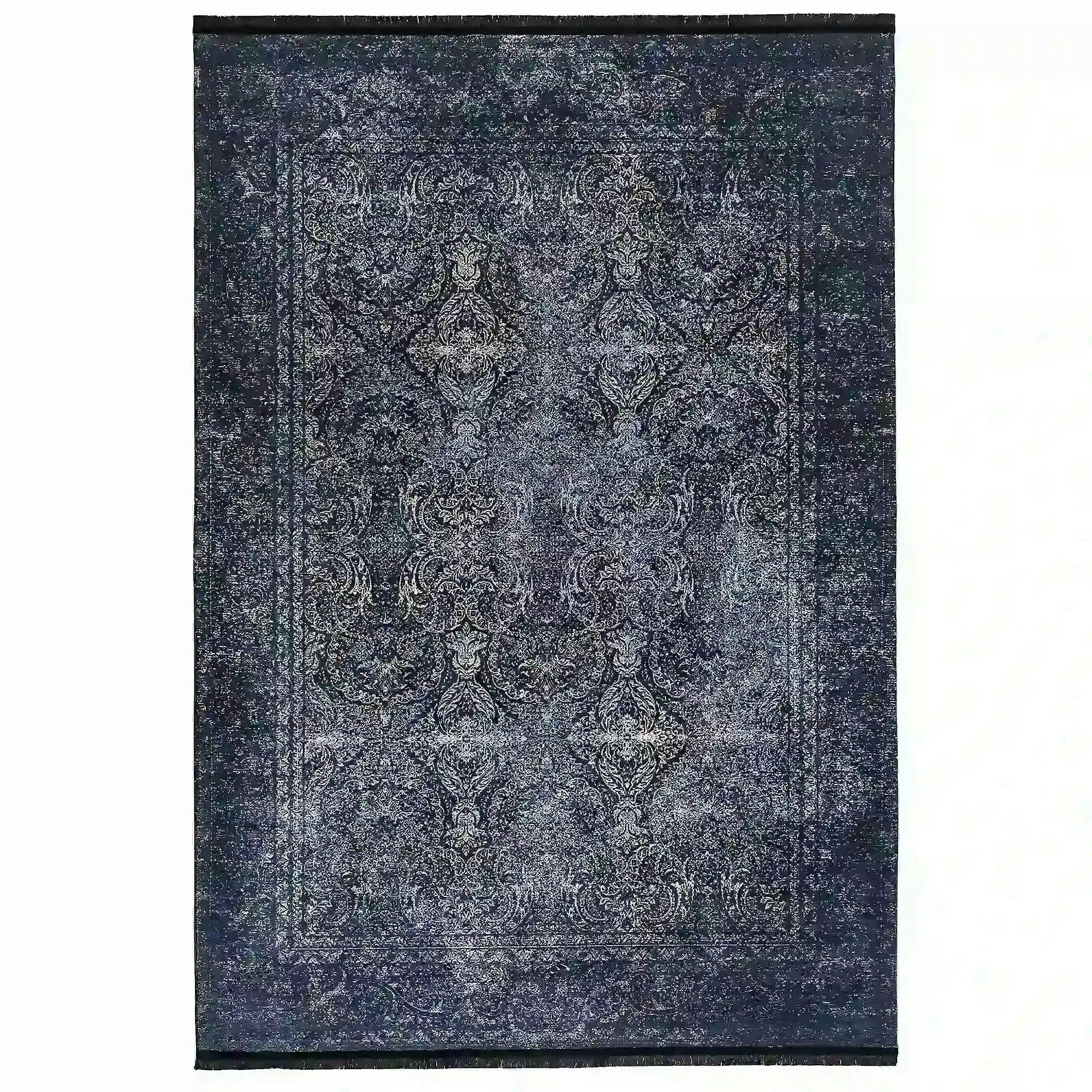 Covor 1058, 80x150 cm, forma dreptunghiulara, tesatura catifelata, albstru inchis