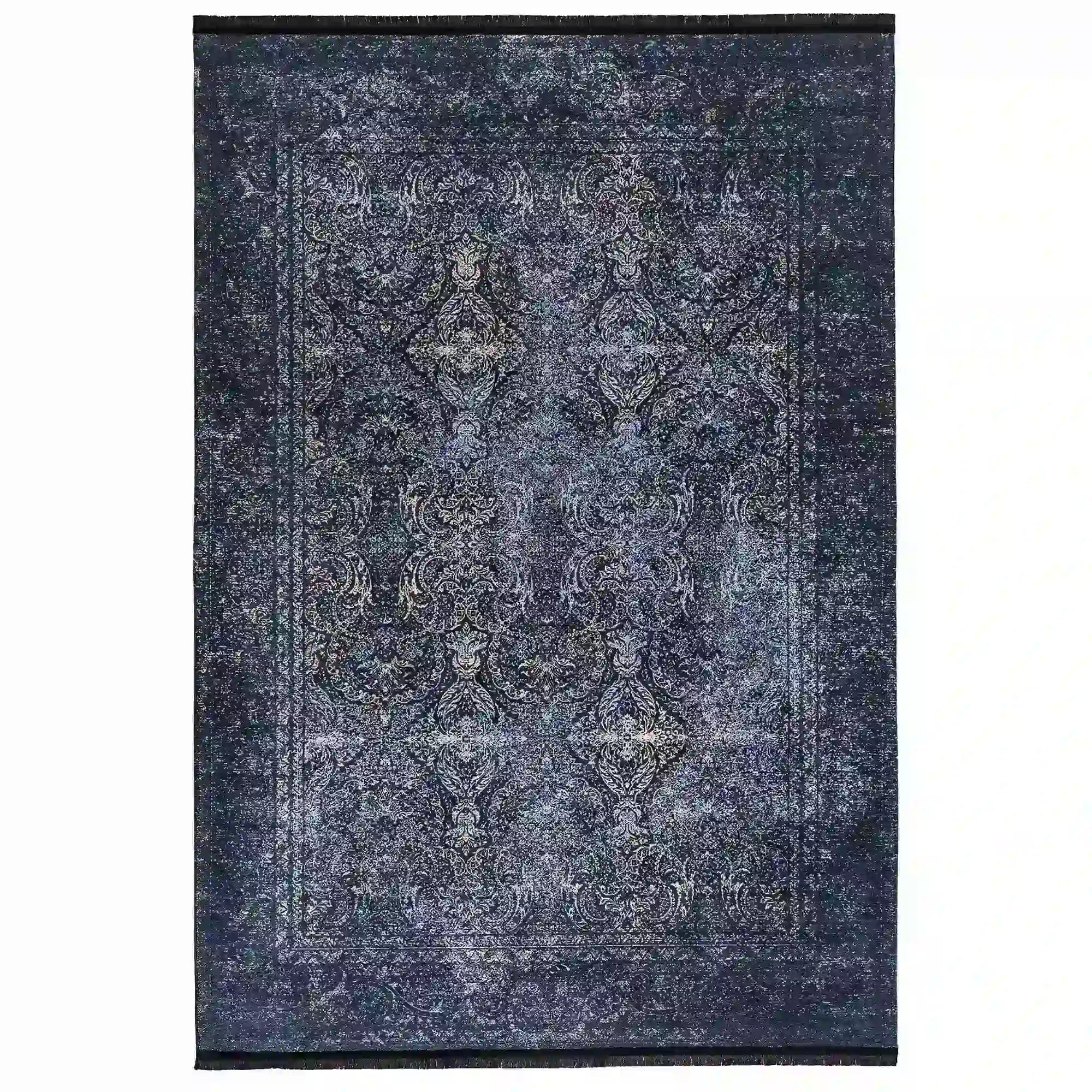 Covor 1058, 80x150 cm, forma dreptunghiulara, tesatura catifelata, albstru inchis