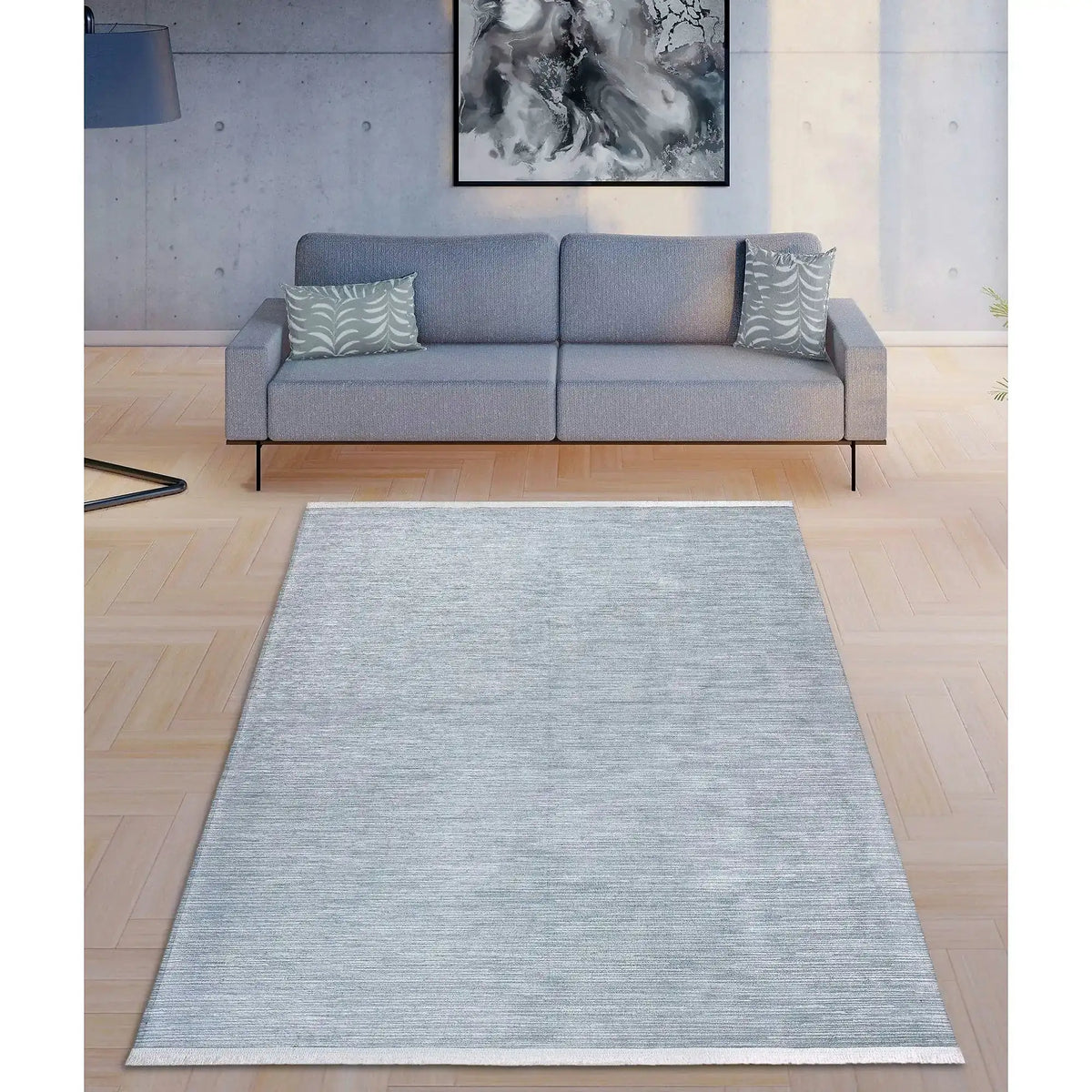 Covor 1198,  80x150 cm, forma dreptunghiulara, tesatura catifelata, albastru deschis