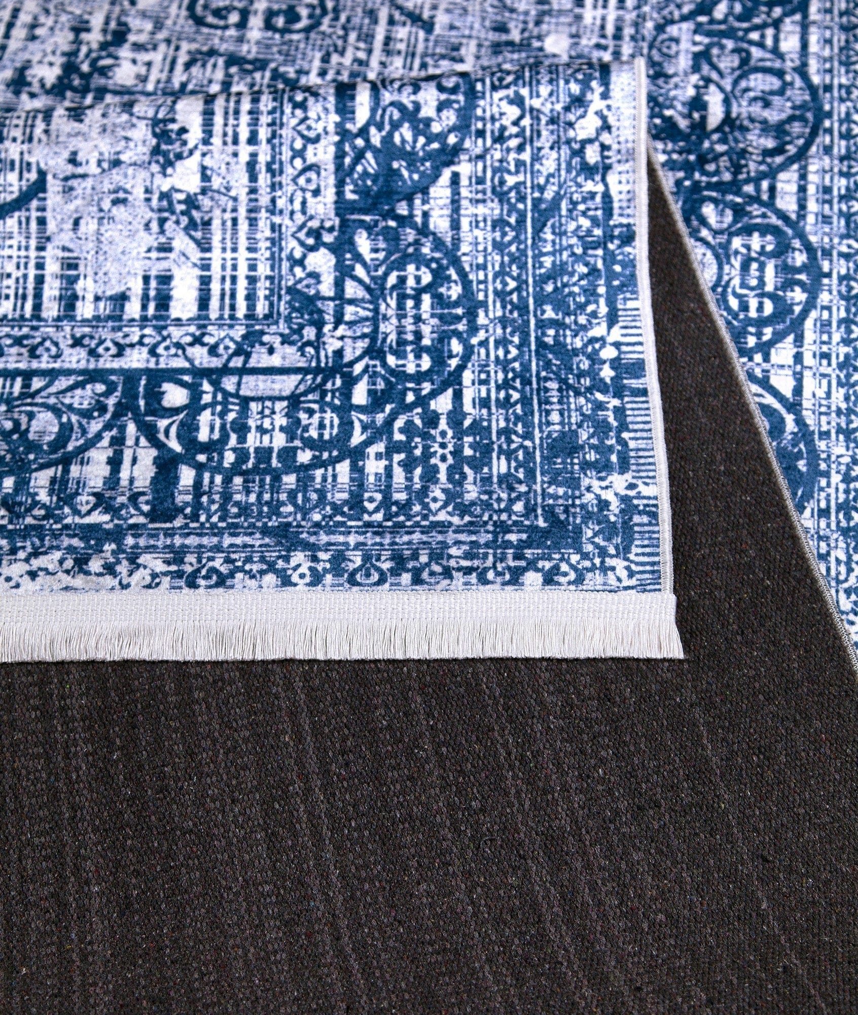 Covor 1321, 80x150 cm, forma dreptunghiulara, tesatura catifelata, albastru