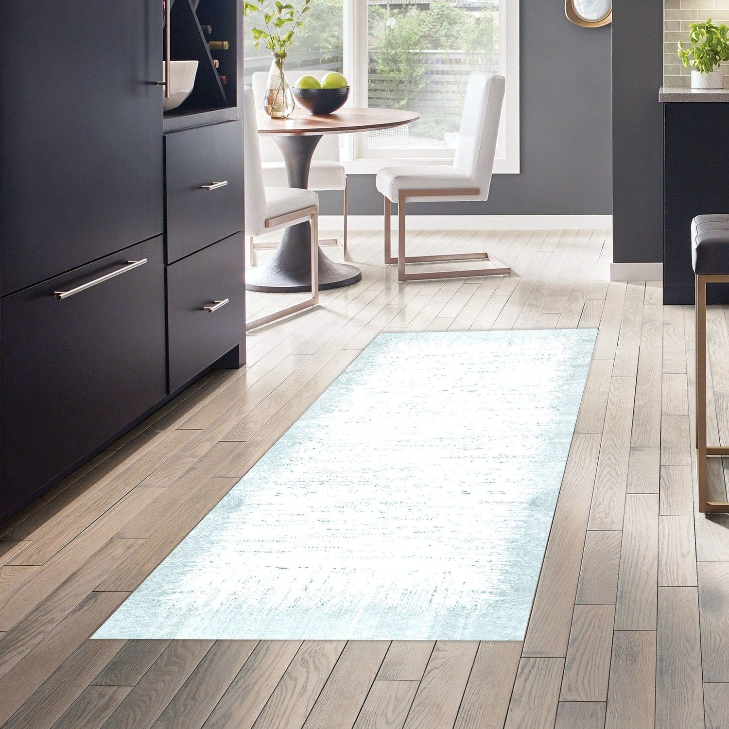 Covor 1342, 80x120 cm, forma dreptunghiulara, poliester, albastru/alb