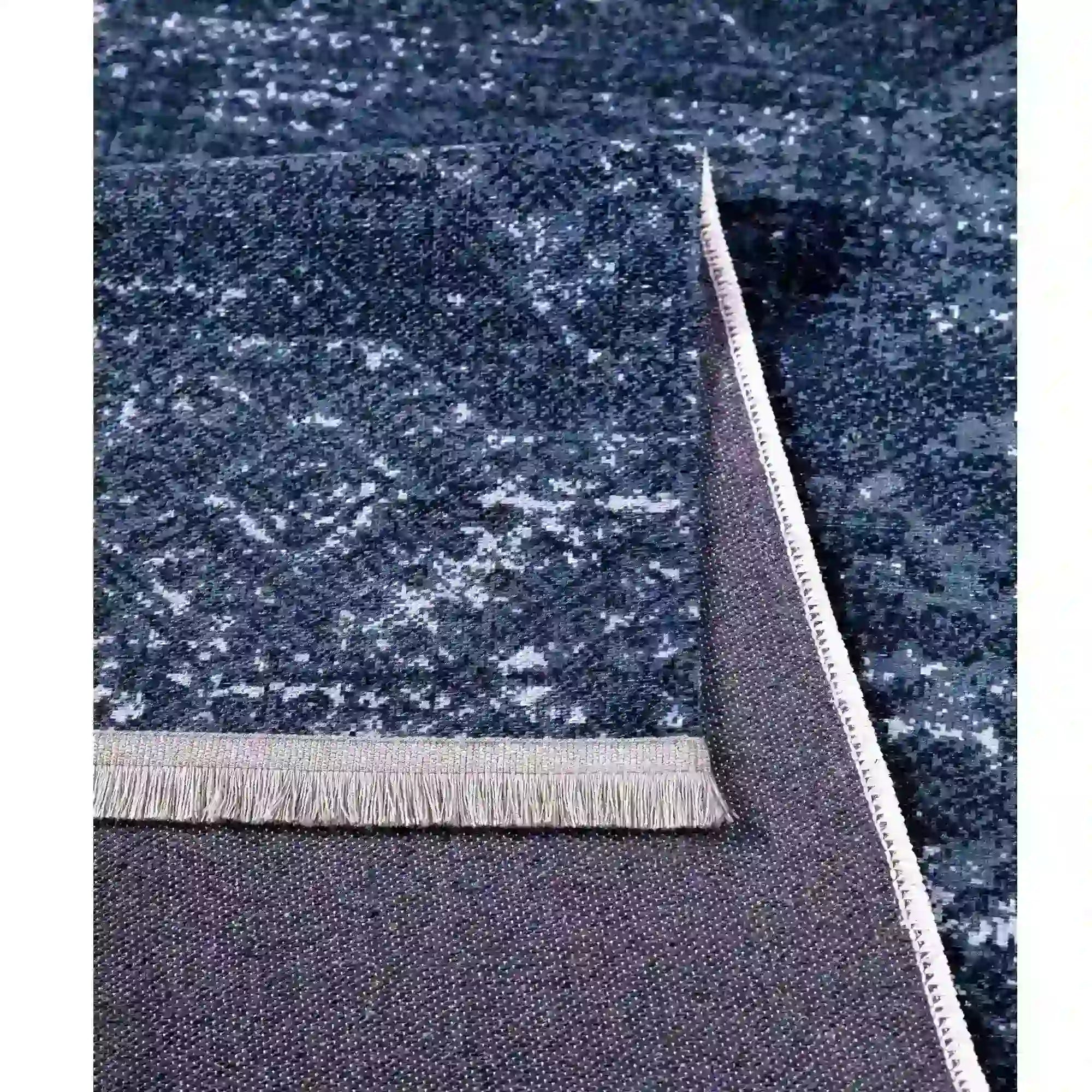 Covor 1510A, 80x150 cm, forma dreptunghiulara, tesatura catifelata, albastru inchis