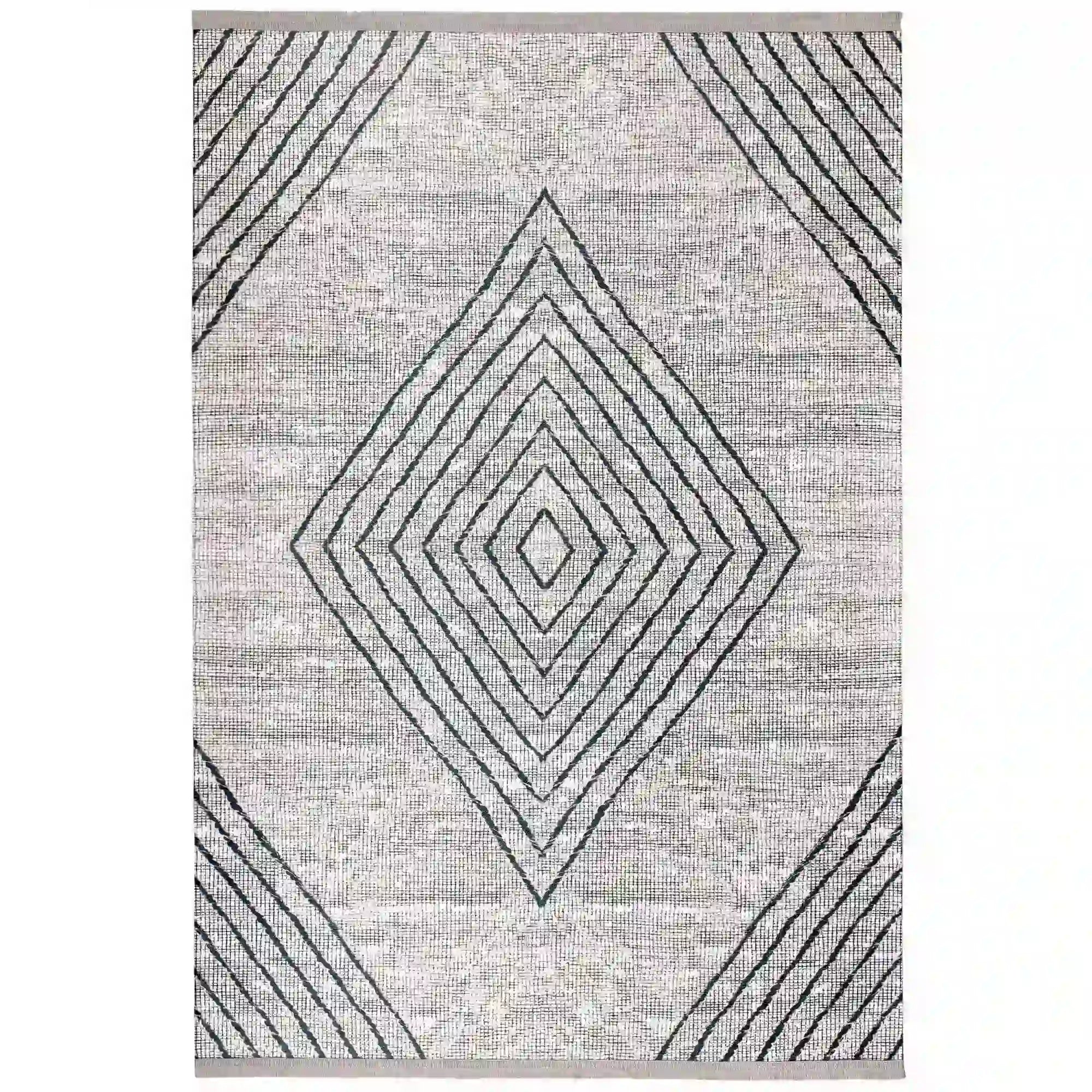 Covor 1512B, 80x150 cm, forma dreptunghiulara, tesatura catifelata, gri deschis/gri inchis