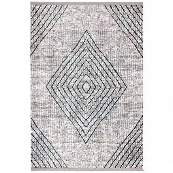 Covor 1512B, 80x150 cm, forma dreptunghiulara, tesatura catifelata, gri deschis/gri inchis