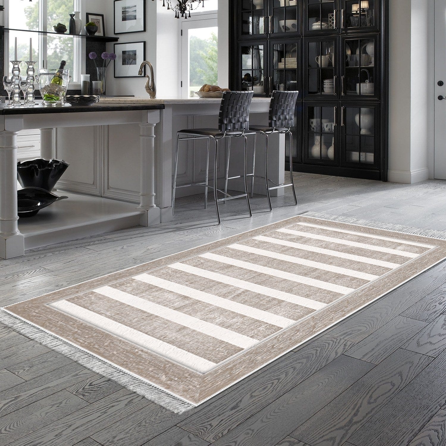 Covor 1545, 80x120 cm, forma dreptunghiulara, poliester, bej/crem