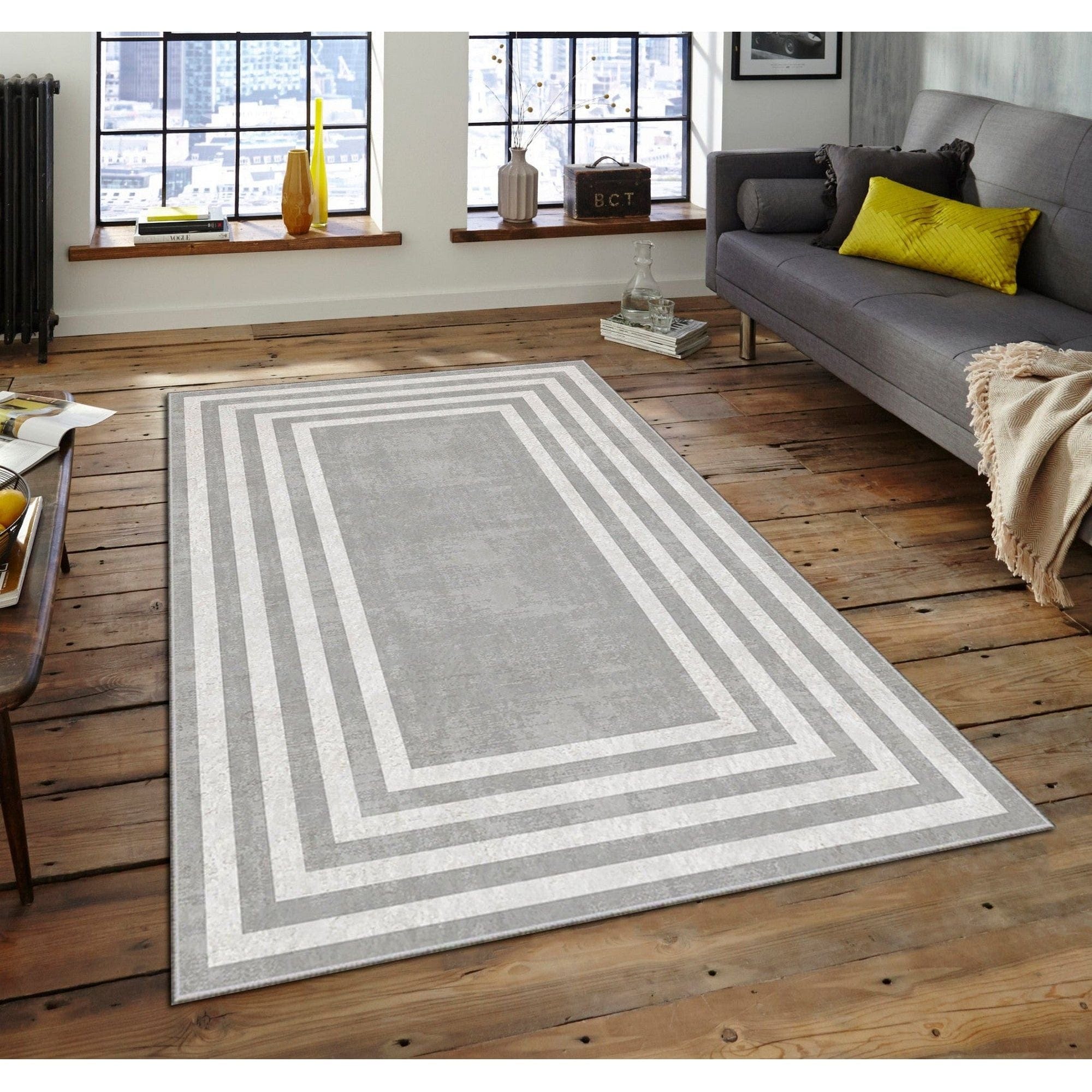 Covor, 160x230 cm, forma dreptunghiulara, poliester 100%, gri, ASR CRPT-121