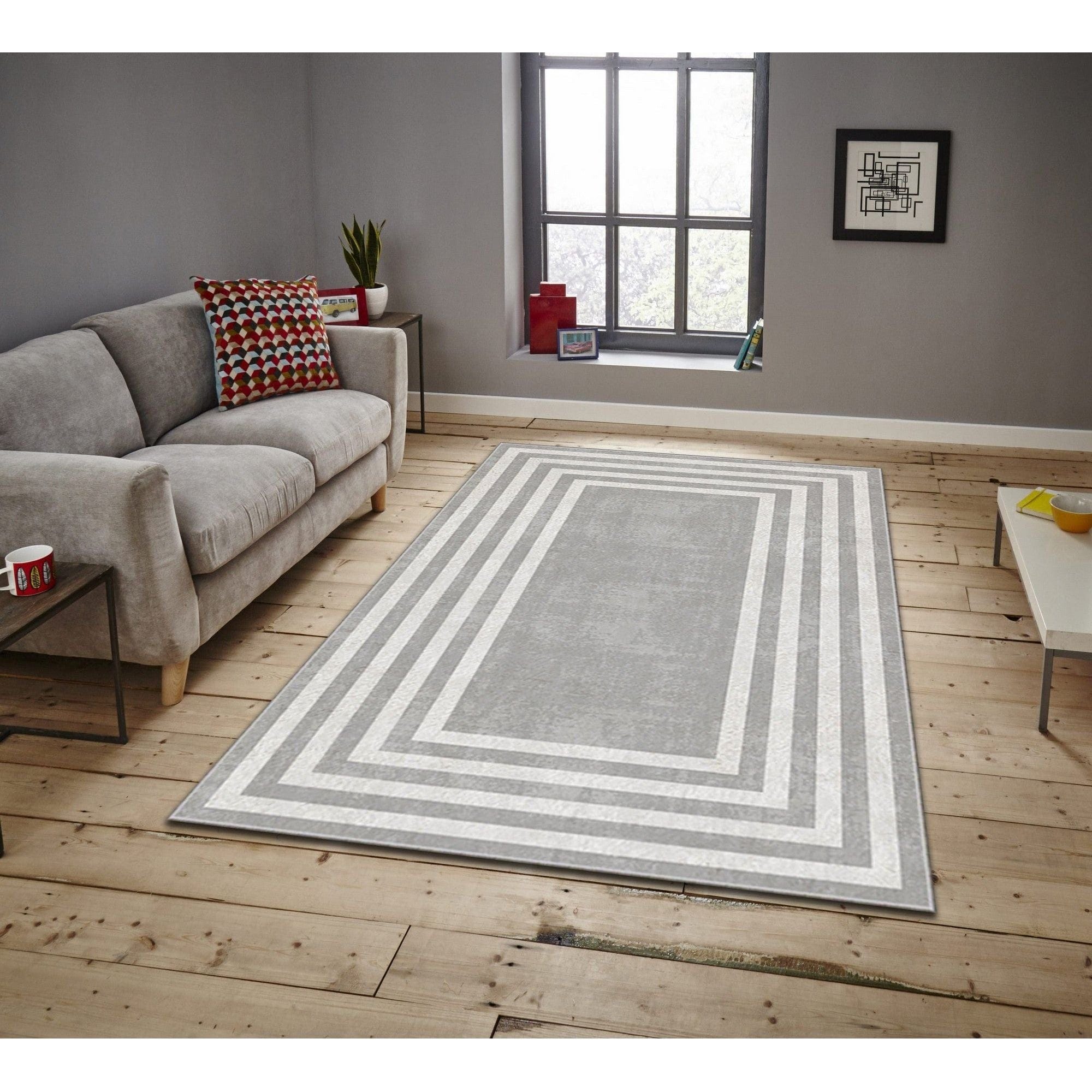 Covor, 160x230 cm, forma dreptunghiulara, poliester 100%, gri, ASR CRPT-121
