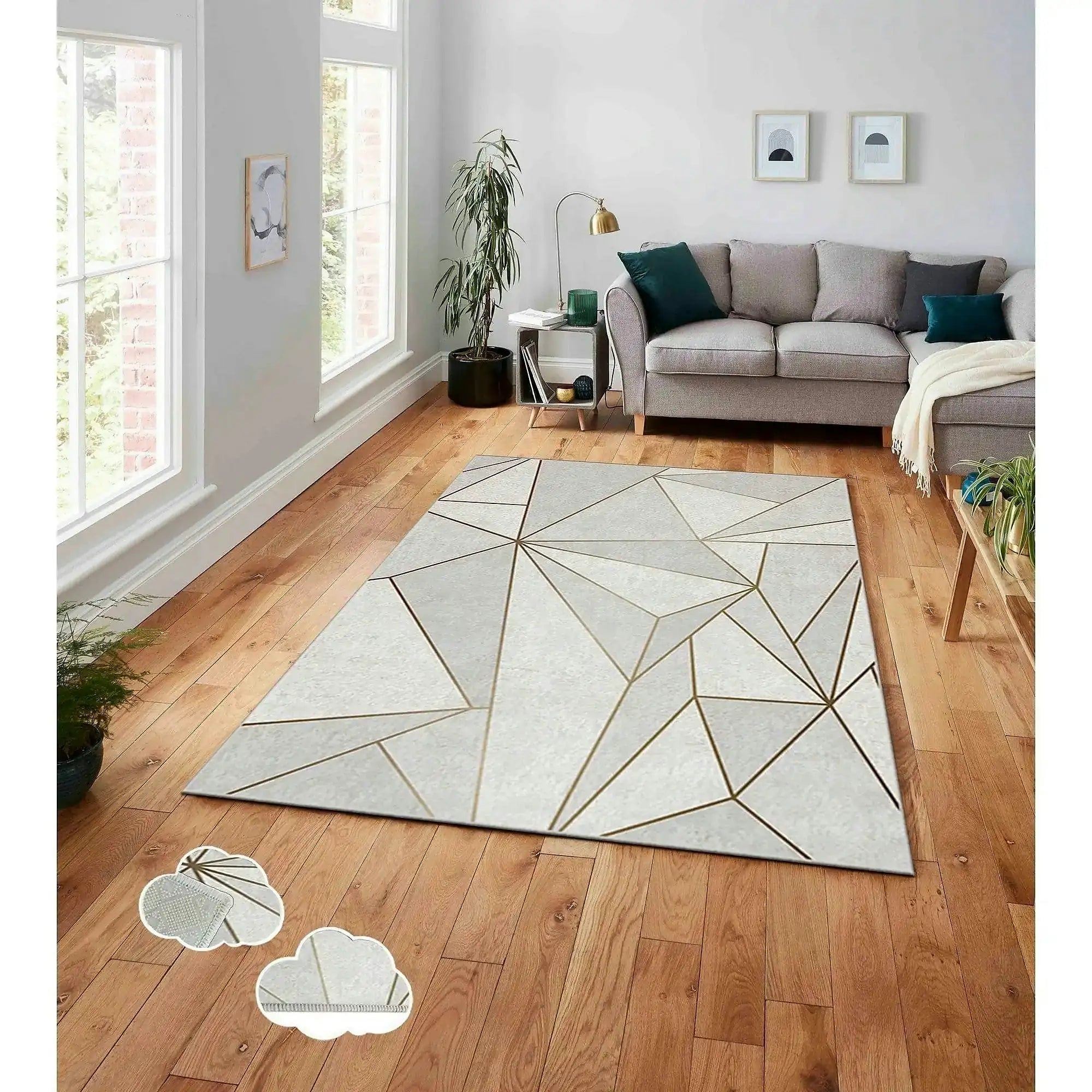 Covor, 160x230 cm, forma dreptunghiulara, poliester, bej/gri, ASR CRPT-106