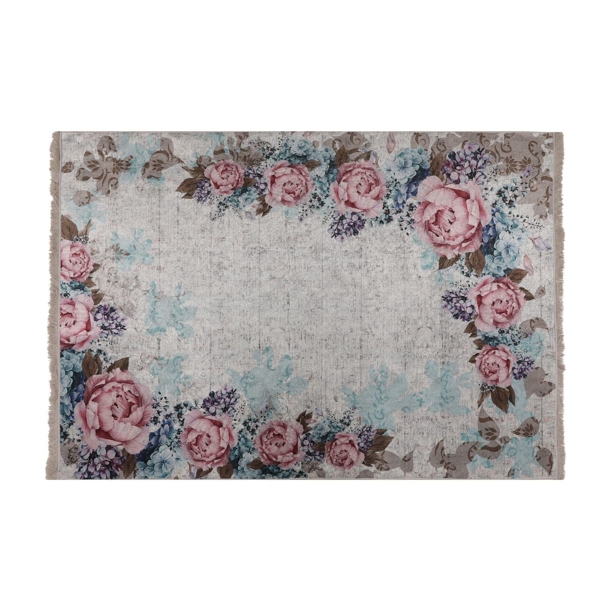 Covor, 160x230 cm, forma dreptunghiulara, tesatura de catifea/bumbac, multicolor, ELS1821