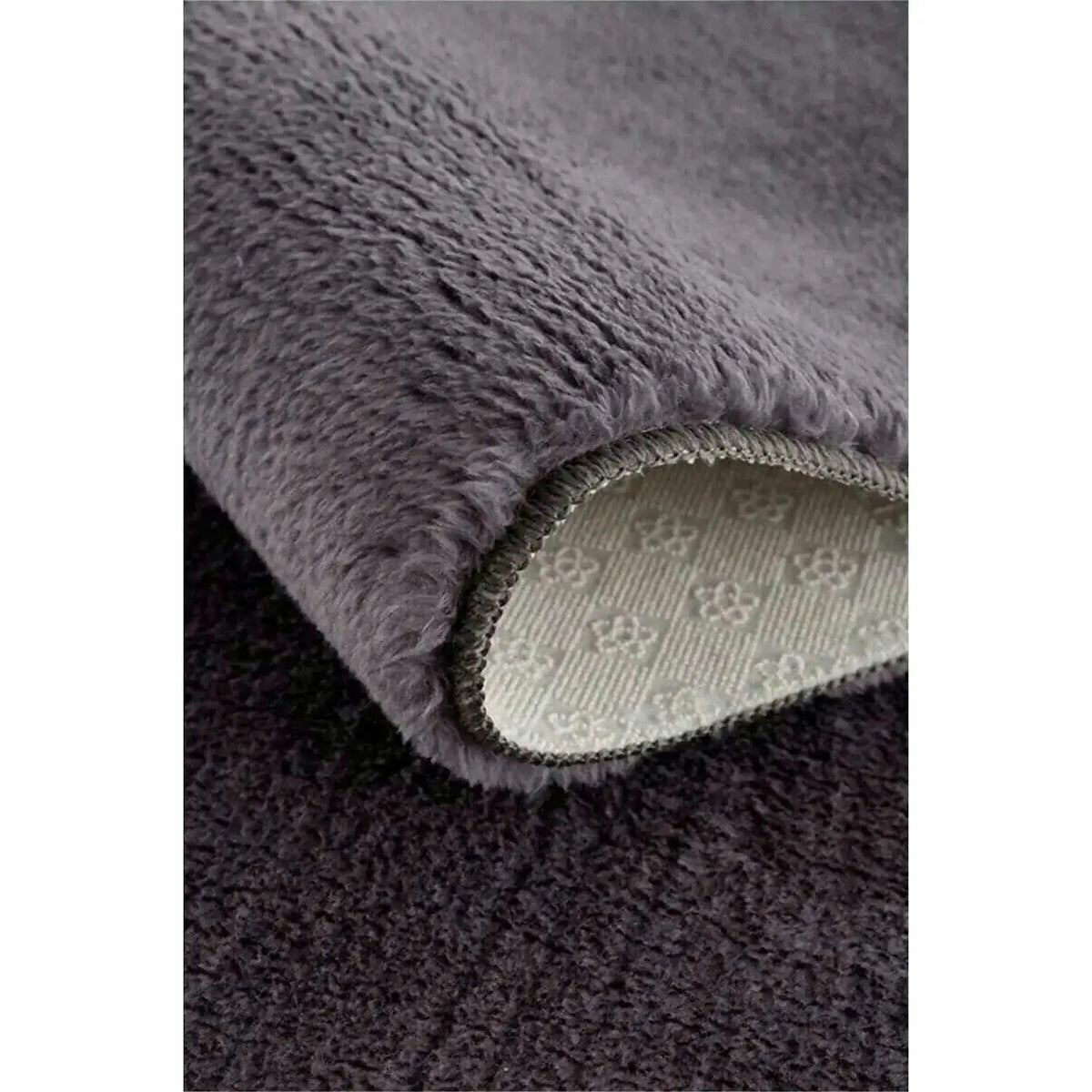 Covor 202BLY1364, 80x80 cm, forma rotunda, poliester, gri inchis