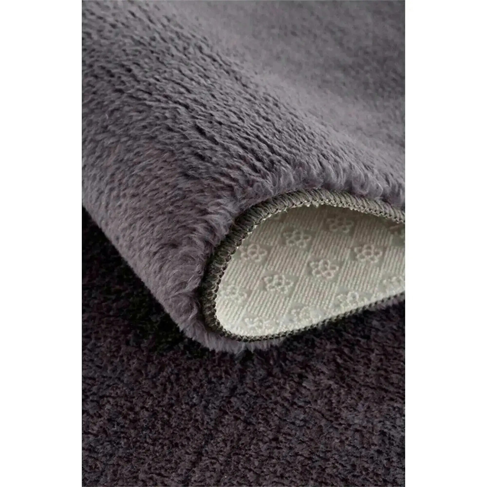 Covor 202BLY1364, 80x80 cm, forma rotunda, poliester, gri inchis