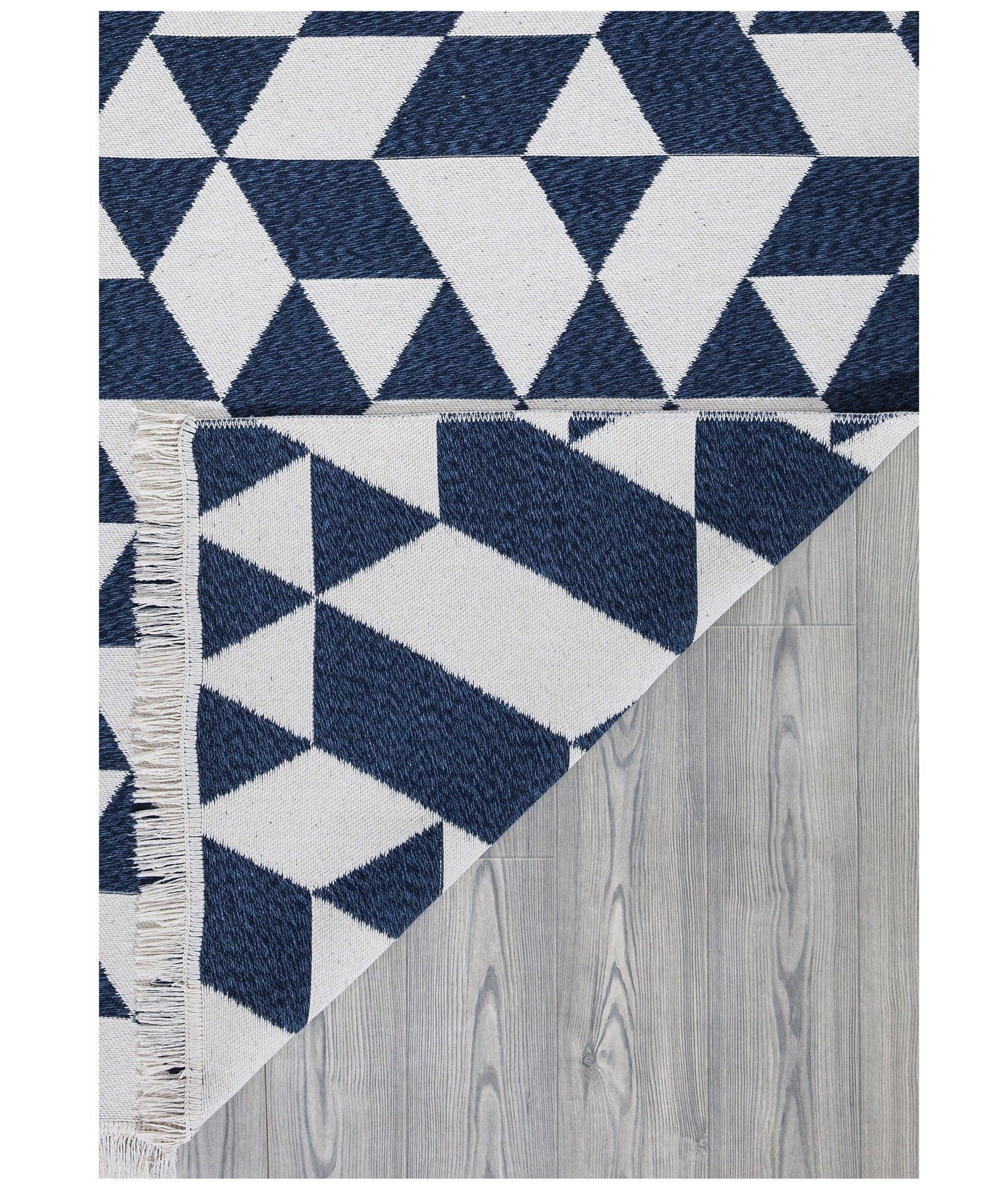 Covor 22992A, 60x100 cm, forma dreptunghiulara, bumbac, alb/albastru