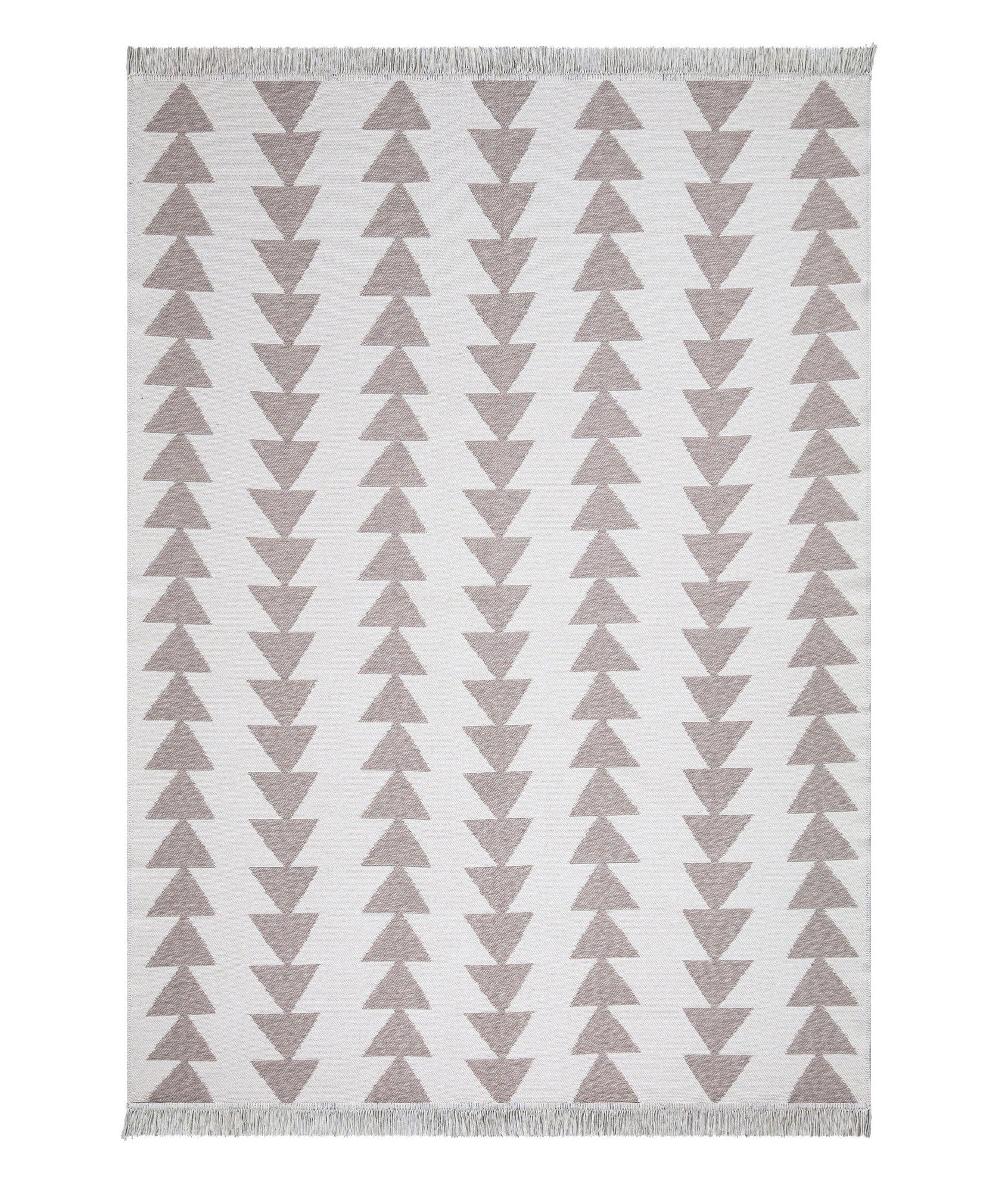 Covor 22994A, 60x100 cm, forma dreptunghiulara, bumbac, alb/bej
