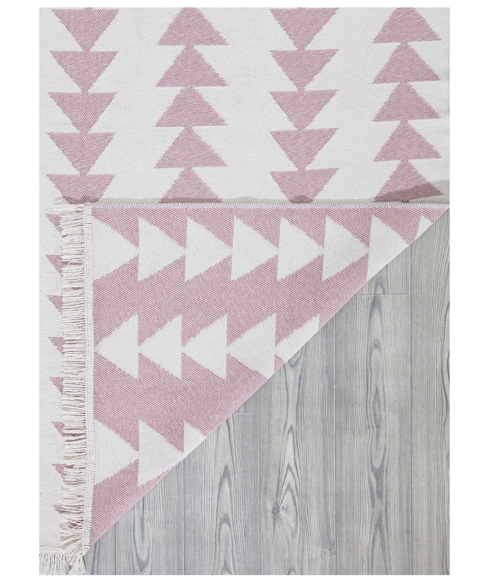 Covor 22994A, 60x100 cm, forma dreptunghiulara, bumbac, alb/roz
