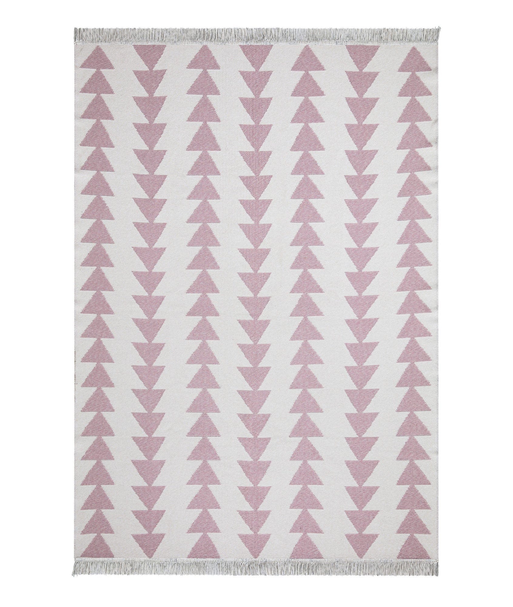 Covor 22994A, 60x100 cm, forma dreptunghiulara, bumbac, alb/roz