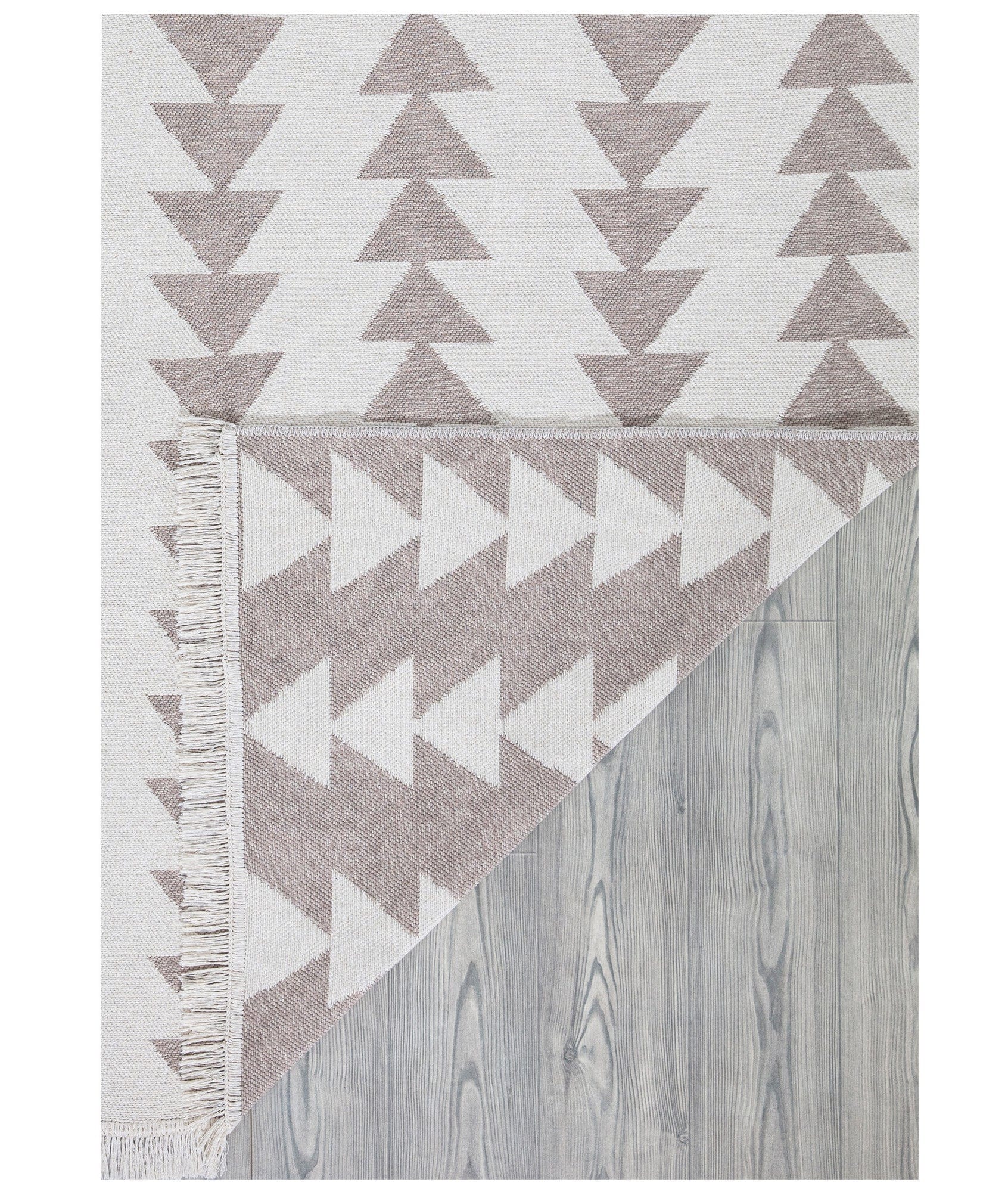 Covor 22994A, 80x150 cm, forma dreptunghiulara, bumbac, alb/bej