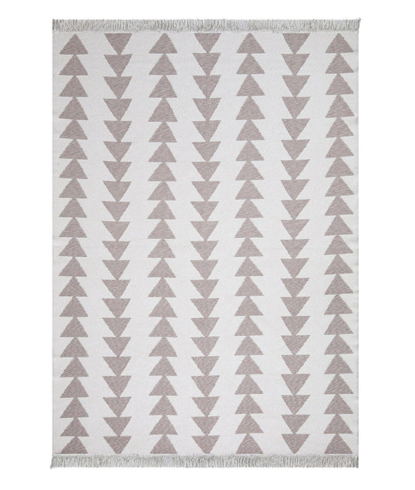Covor 22994A, 80x150 cm, forma dreptunghiulara, bumbac, alb/bej