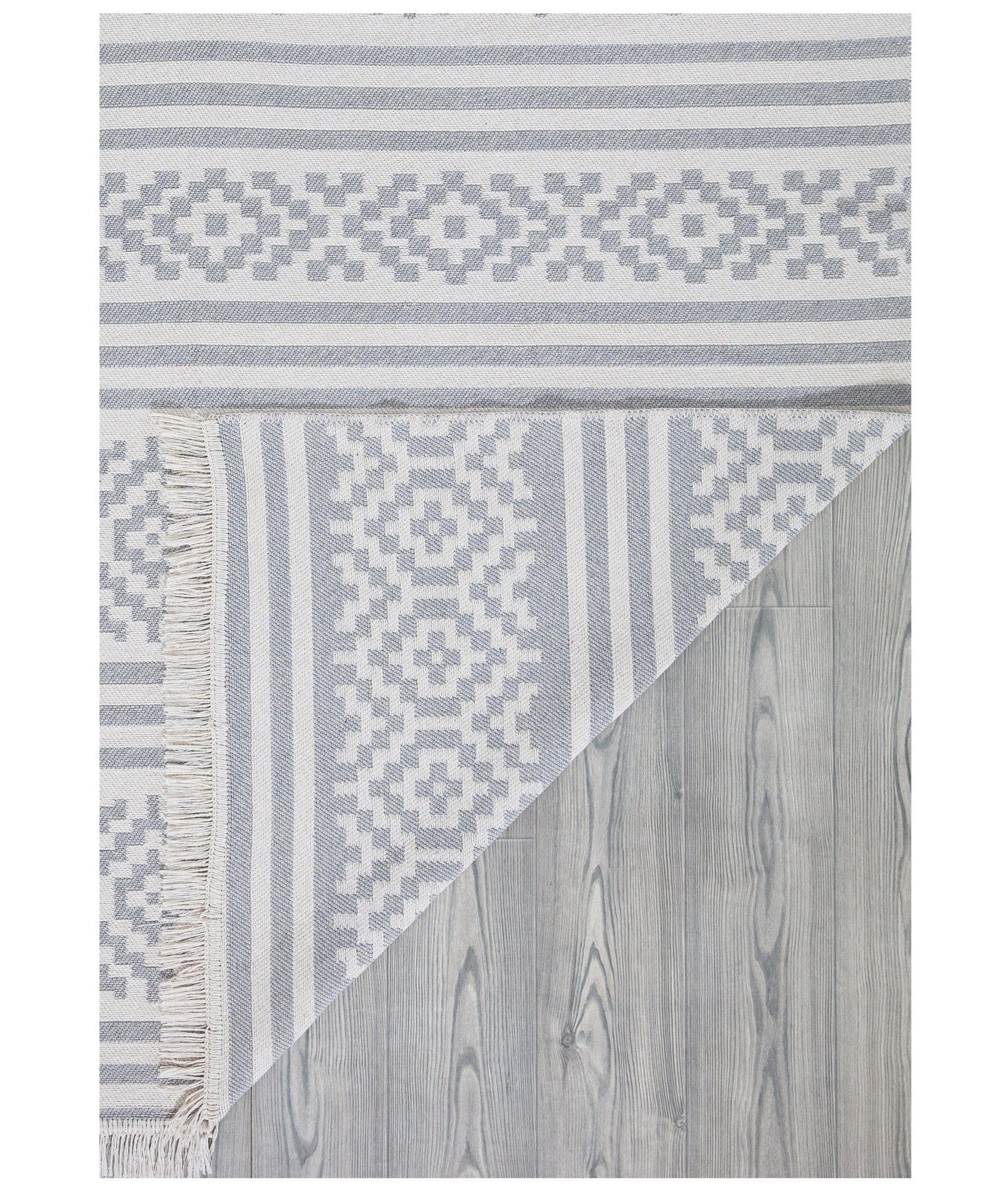 Covor 22996A, 60x100 cm, forma dreptunghiulara, bumbac, alb/gri