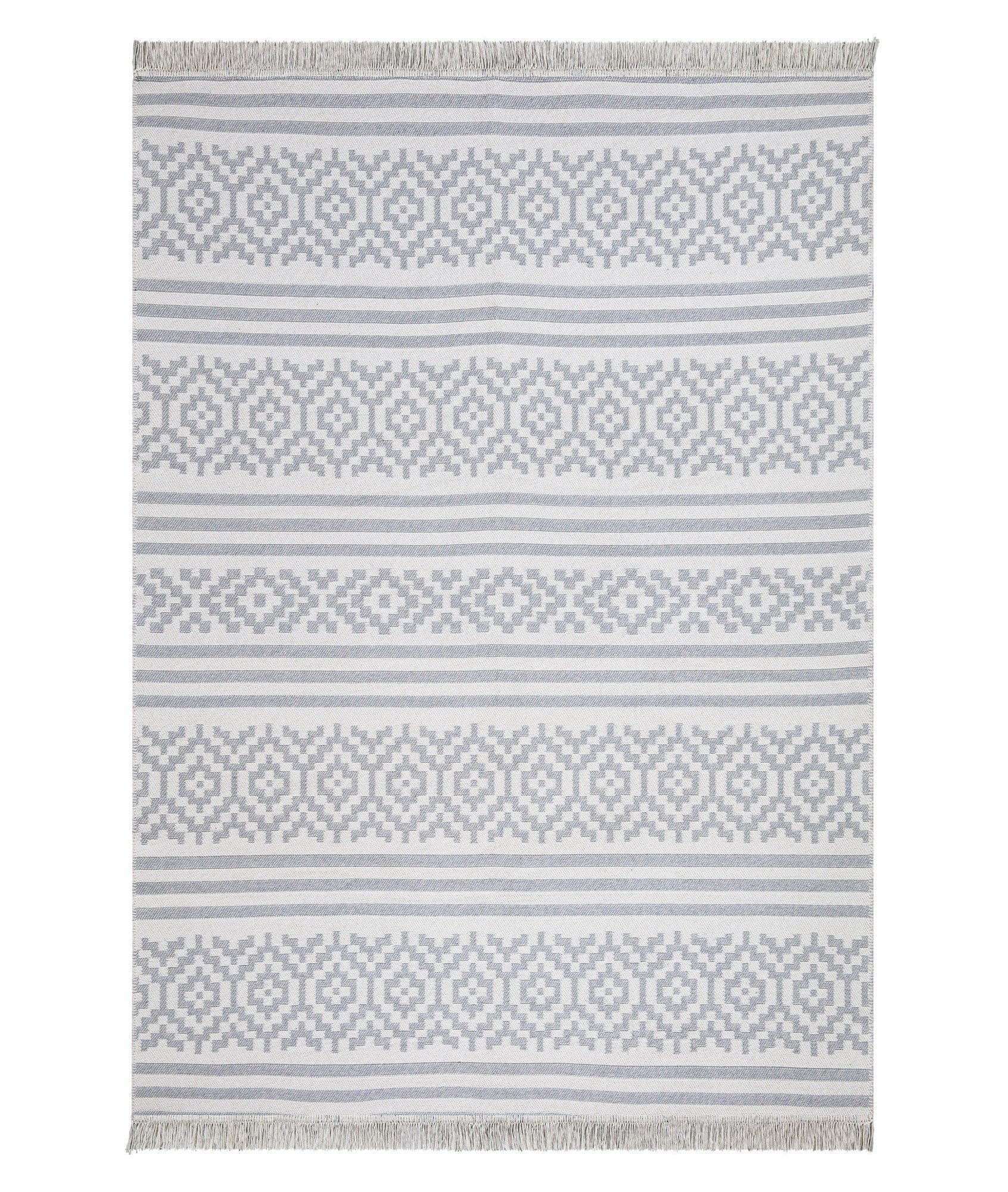 Covor 22996A, 60x100 cm, forma dreptunghiulara, bumbac, alb/gri