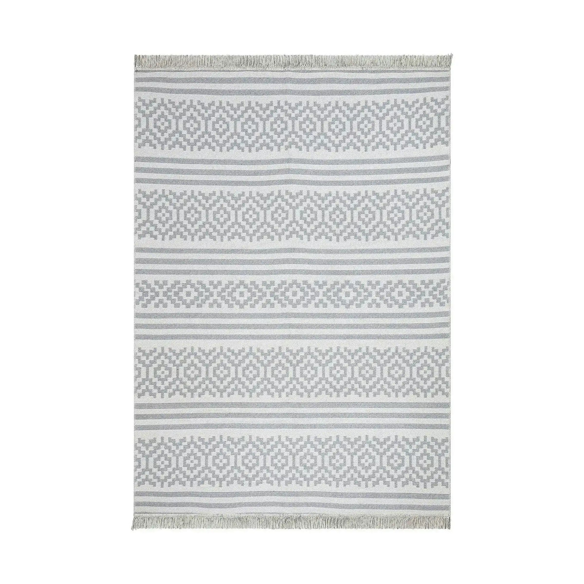 Covor 22996A, 60x100 cm, forma dreptunghiulara, bumbac, alb/gri