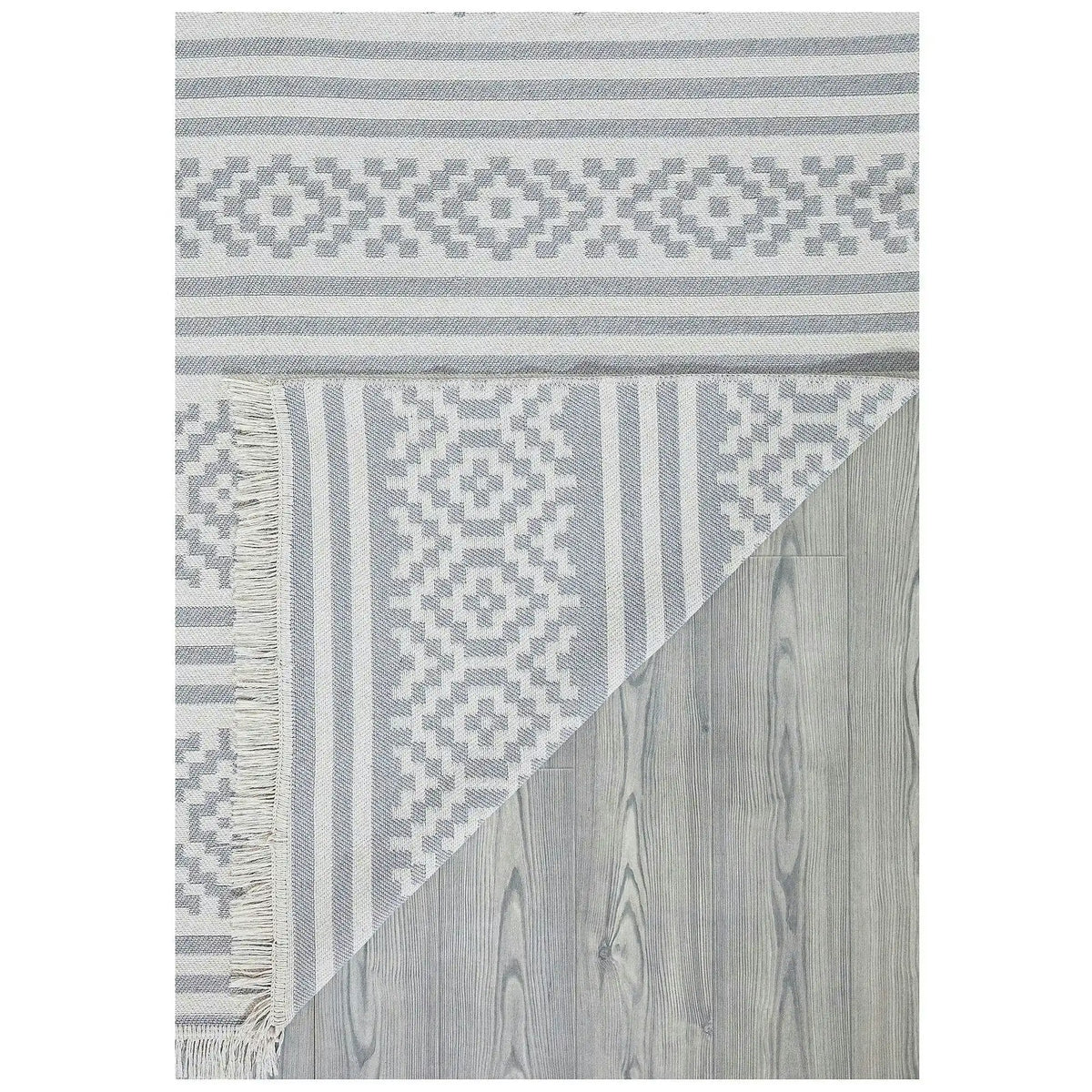 Covor 22996A, 60x100 cm, forma dreptunghiulara, bumbac, alb/gri