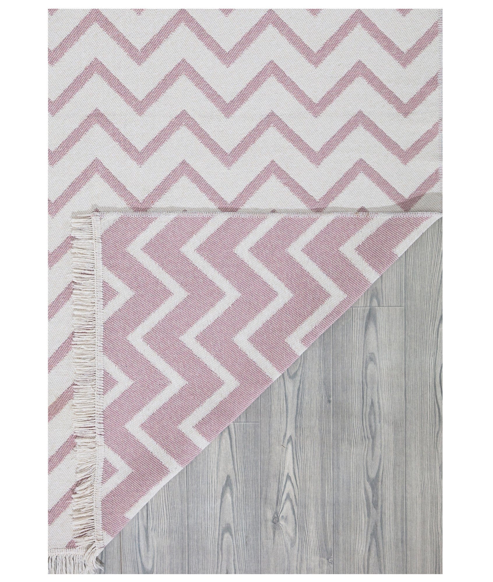 Covor 23002A, 60x100 cm, forma dreptunghiulara, bumbac, roz/alb