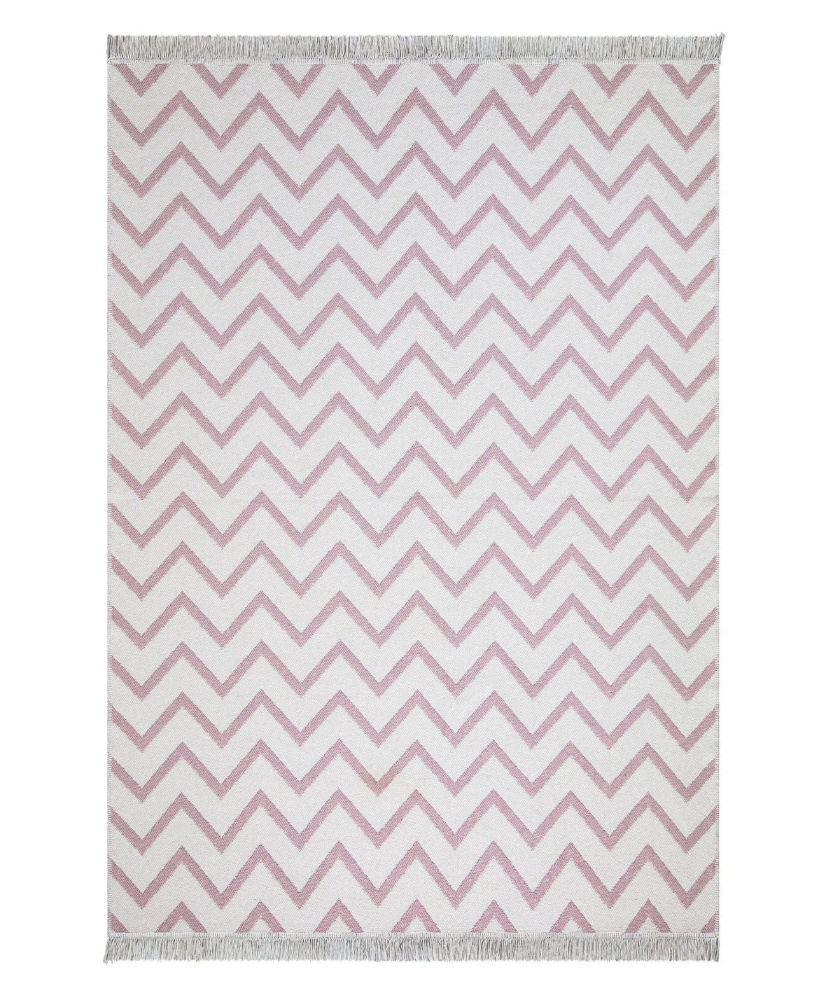 Covor 23002A, 60x100 cm, forma dreptunghiulara, bumbac, roz/alb