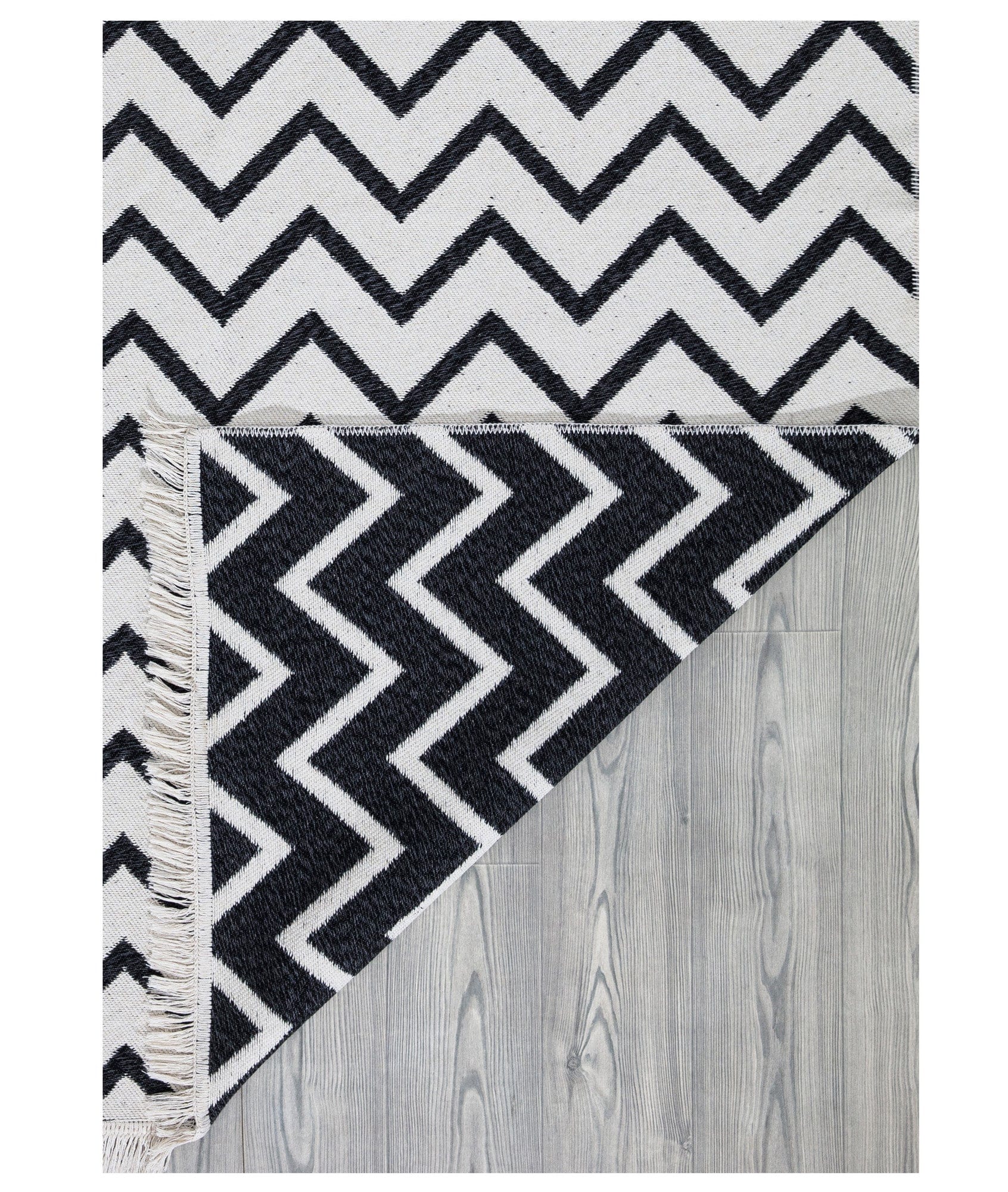 Covor 23002A, 80x150 cm, forma dreptunghiulara, bumbac, alb/negru