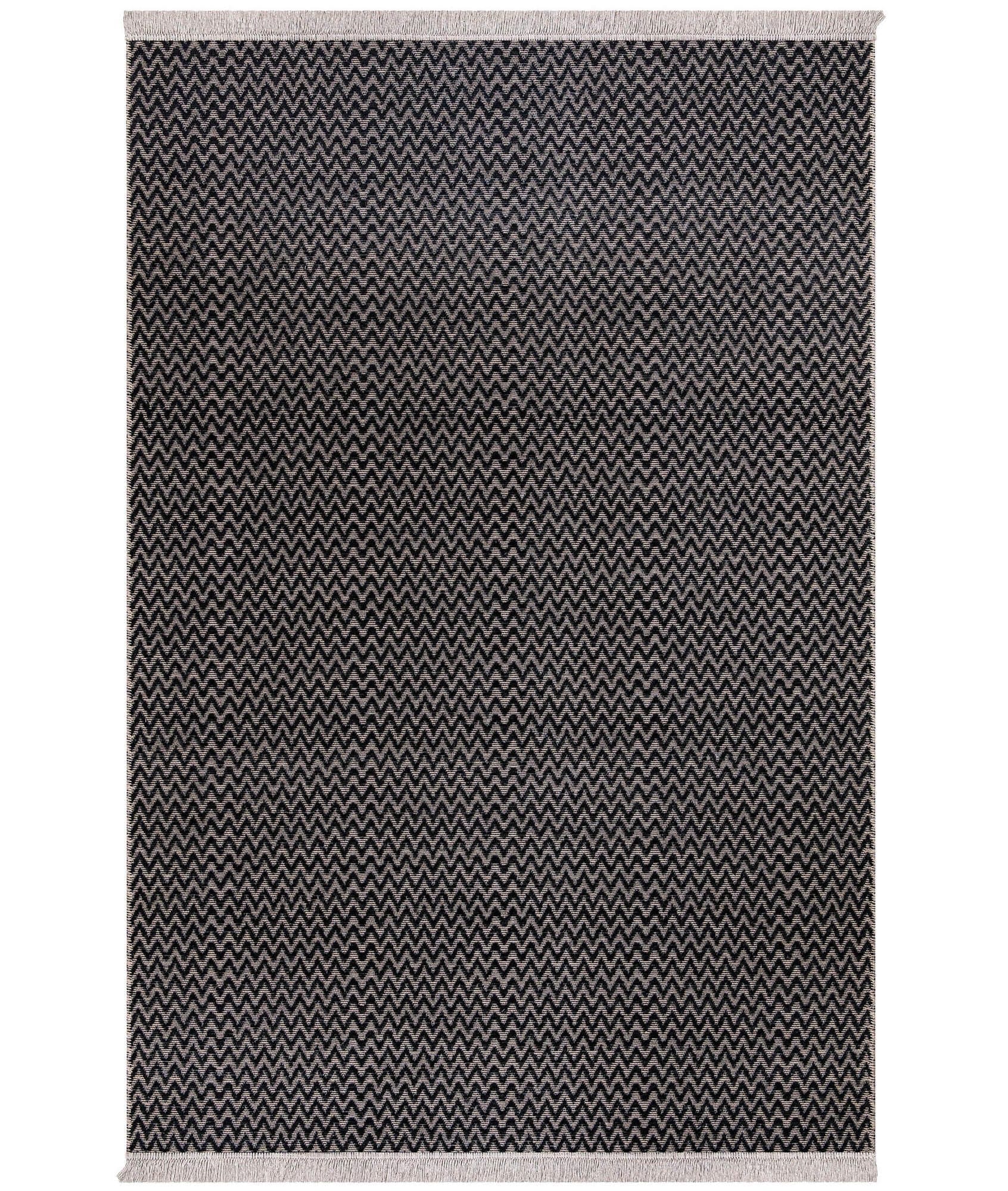 Covor 23033A, 60x100 cm, forma dreptunghiulara, bumbac, negru
