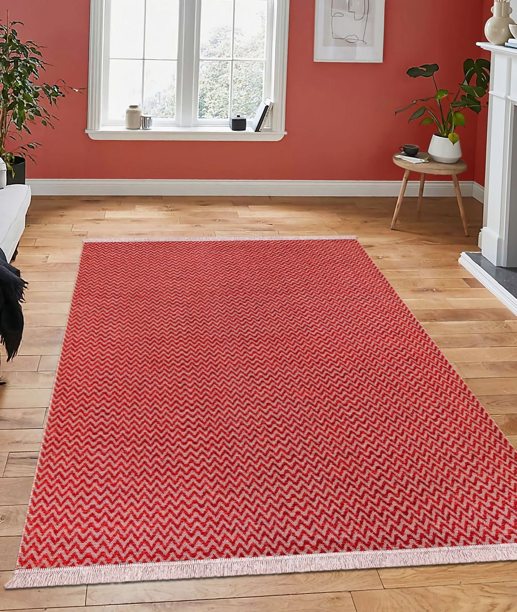 Covor 23033A, 60x100 cm, forma dreptunghiulara, bumbac, rosu