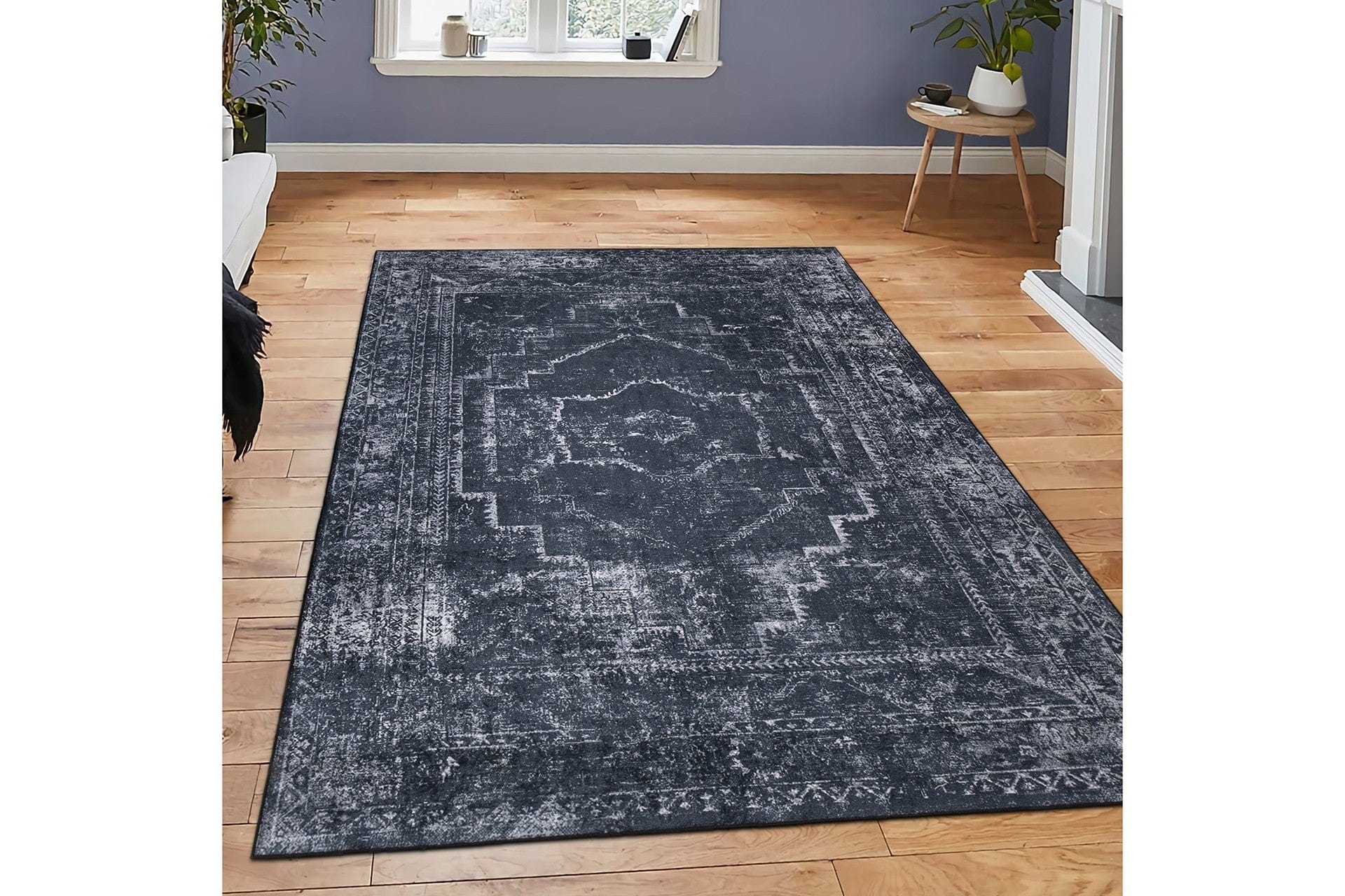 Covor 4008A, 80x150 cm, forma dreptunghiulara, tesatura catifelata, negru