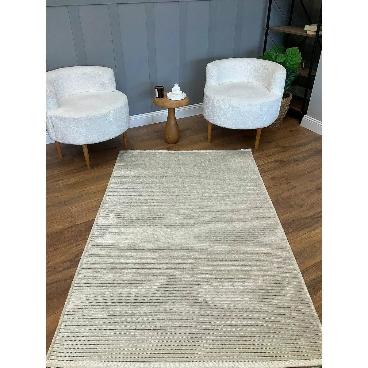 Covor 514SRZ2059, 80x150 cm, forma dreptunghiulara, material tesut, crem