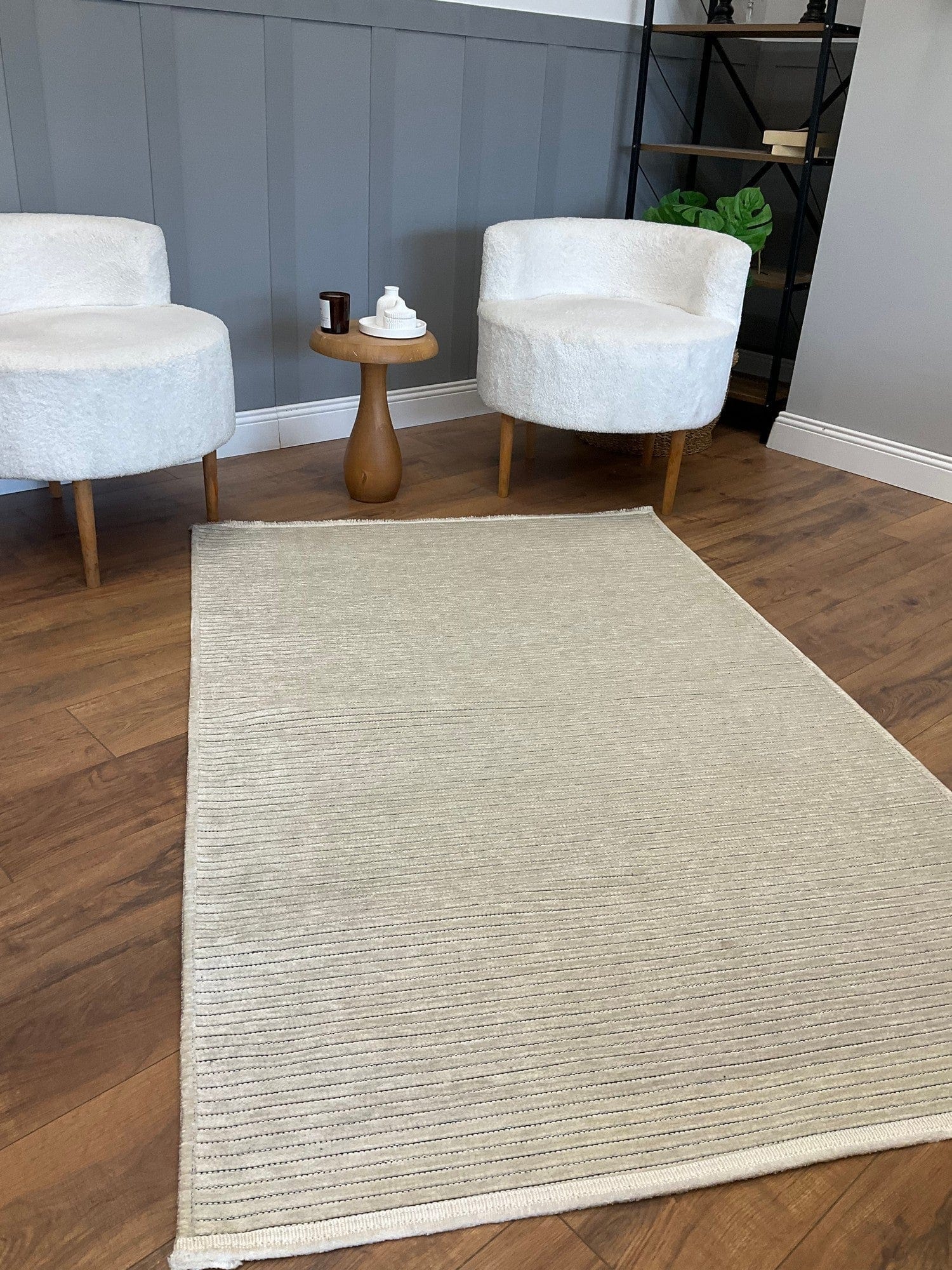 Covor 514SRZ2059, 80x150 cm, forma dreptunghiulara, material tesut, crem