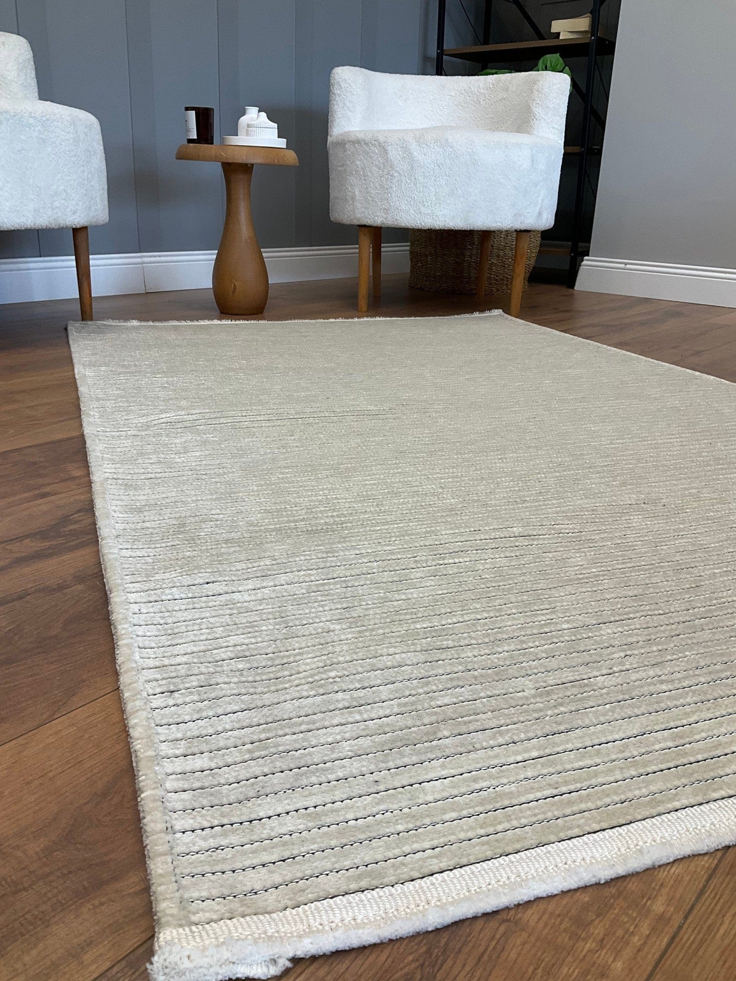 Covor 514SRZ2059, 80x150 cm, forma dreptunghiulara, material tesut, crem