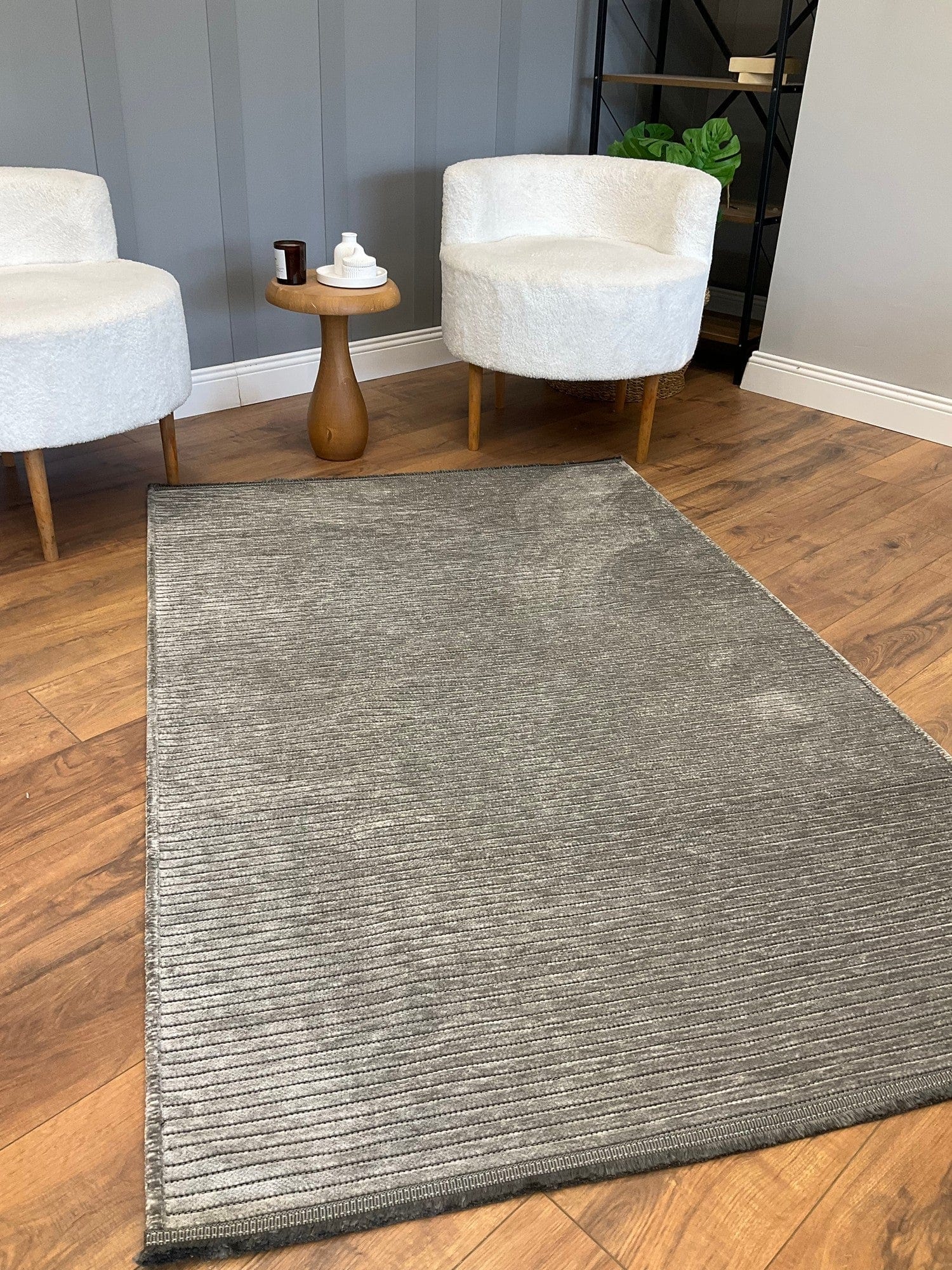 Covor 514SRZ2065, 80x150 cm, forma dreptunghiulara, material tesut, gri