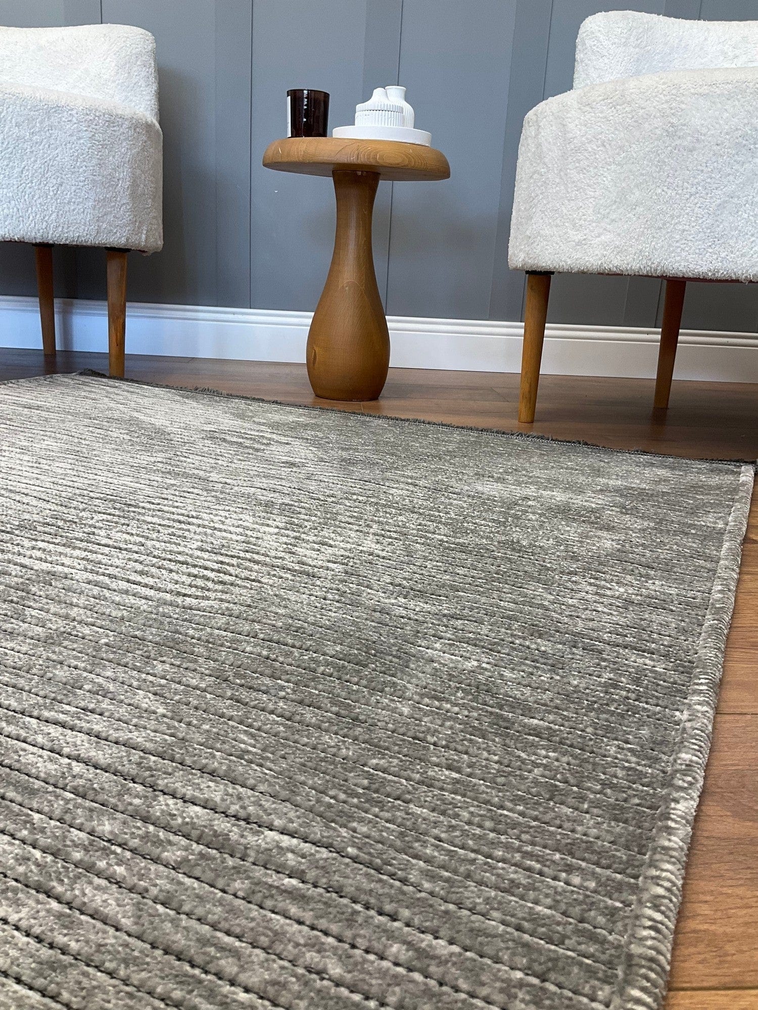 Covor 514SRZ2065, 80x150 cm, forma dreptunghiulara, material tesut, gri