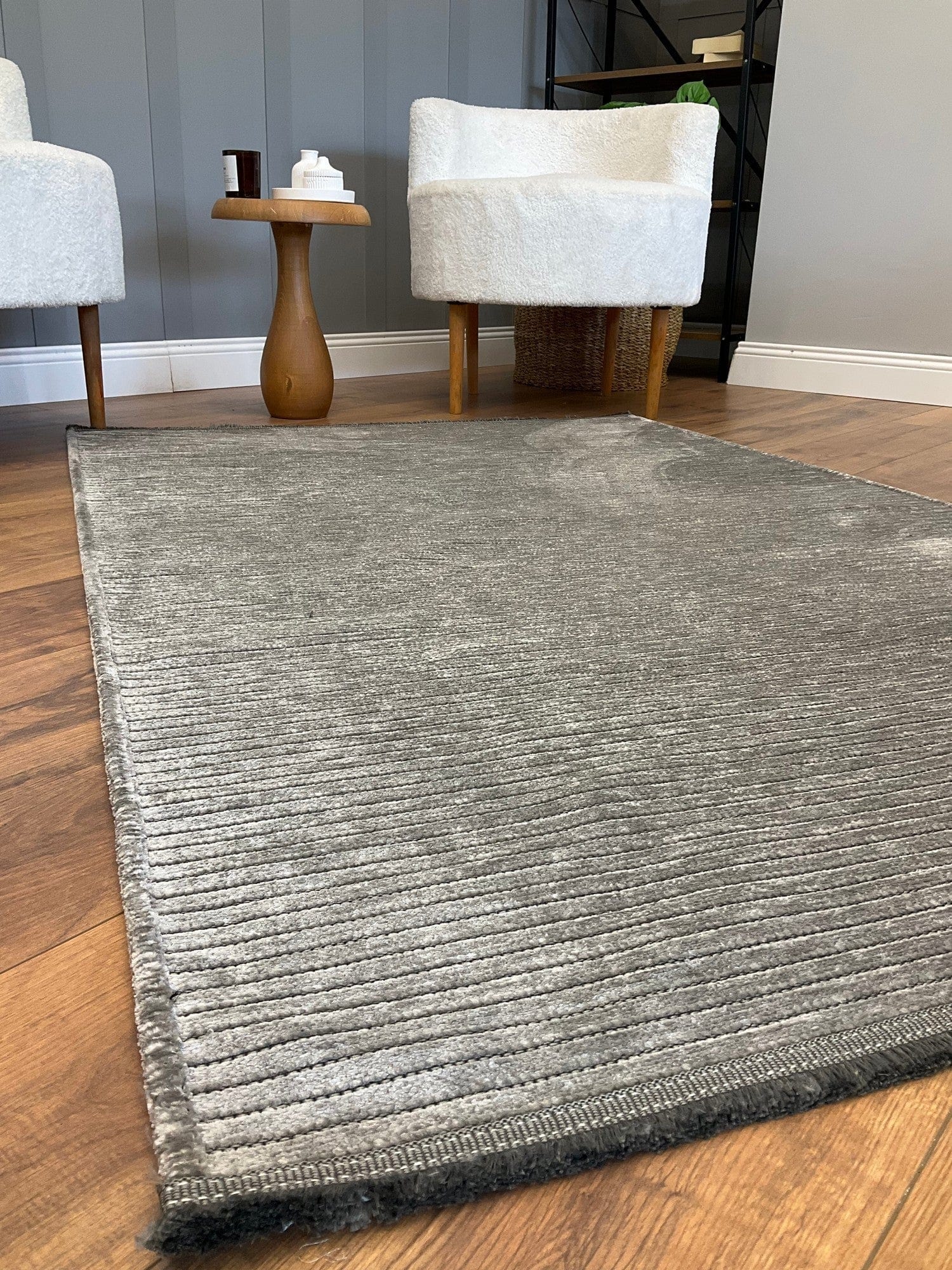 Covor 514SRZ2065, 80x150 cm, forma dreptunghiulara, material tesut, gri