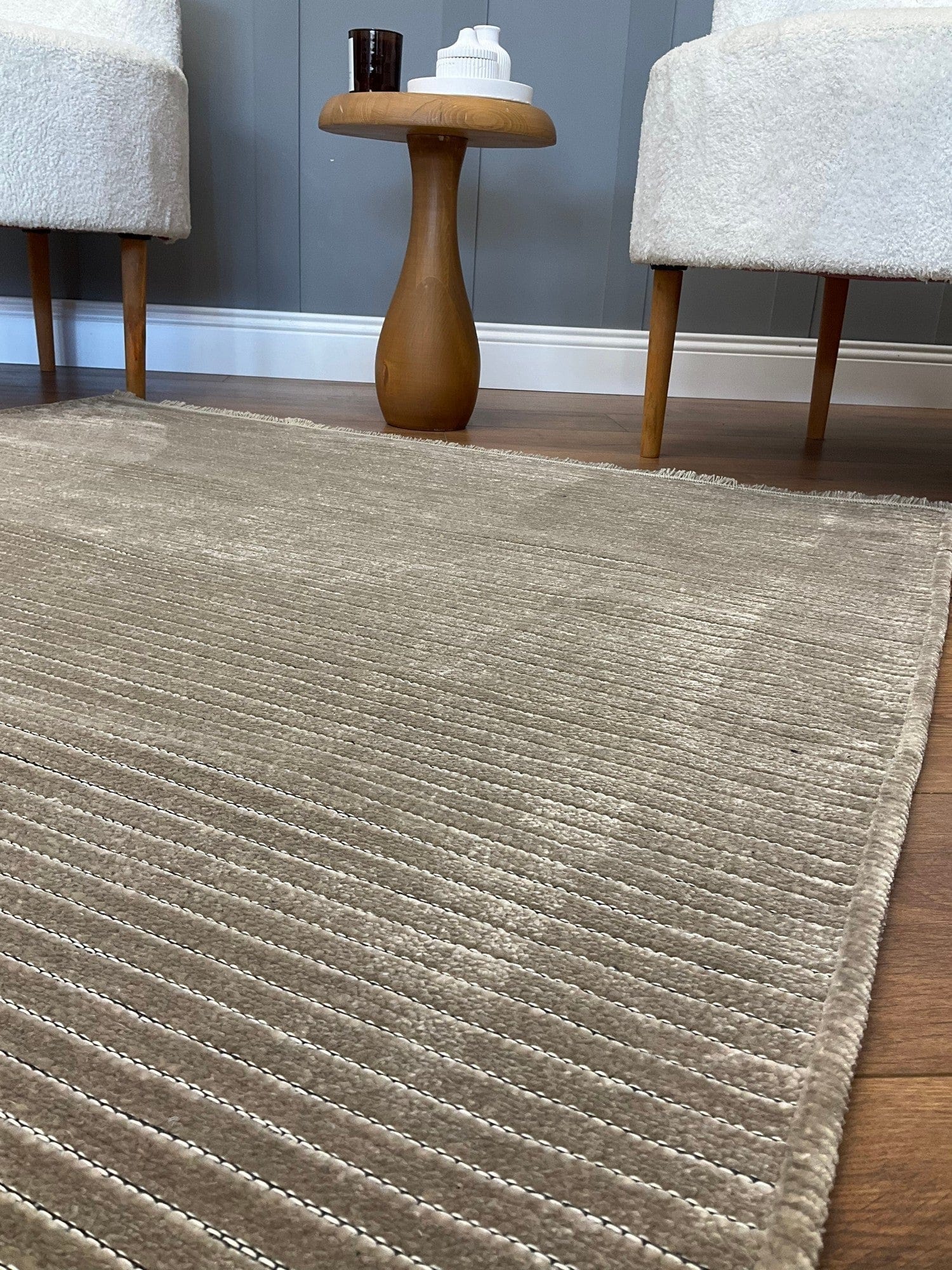 Covor 514SRZ2071, 80x150 cm, forma dreptunghiulara, material tesut, bej