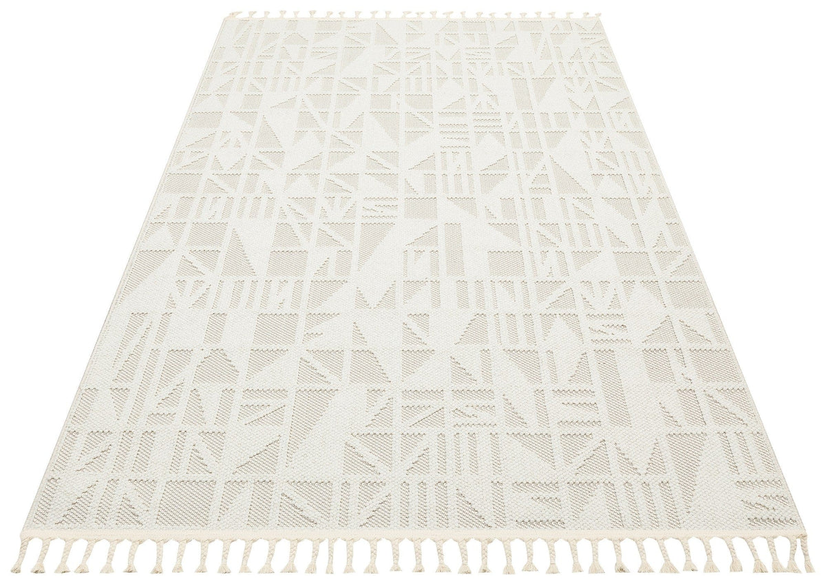Covor 514SRZ2095, 80x150 cm, forma dreptunghiulara, material tesut, crem